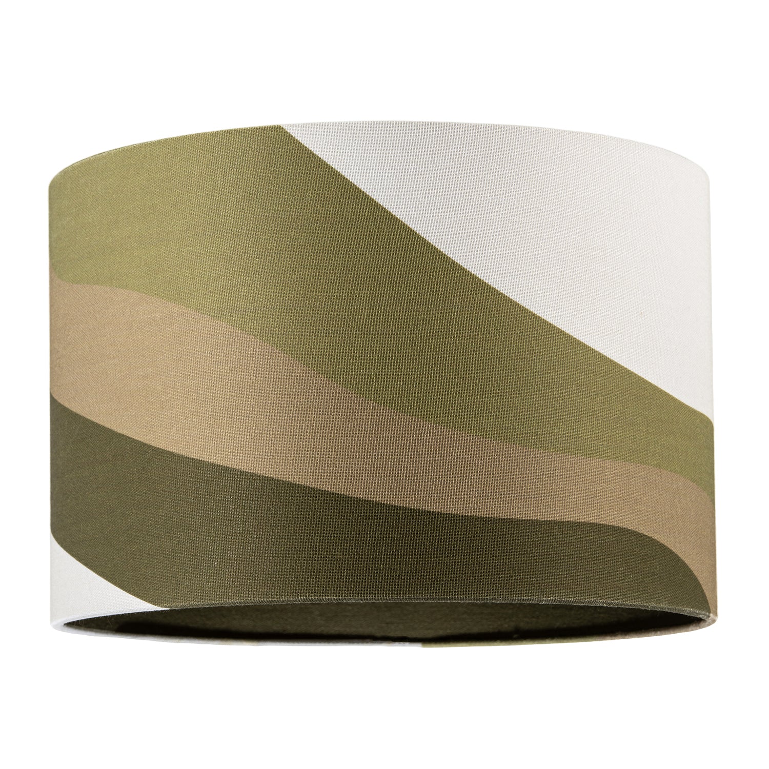 Olive Green Linen Fabric Lamp Shade with Inner and Outer Wavy Design Image 1