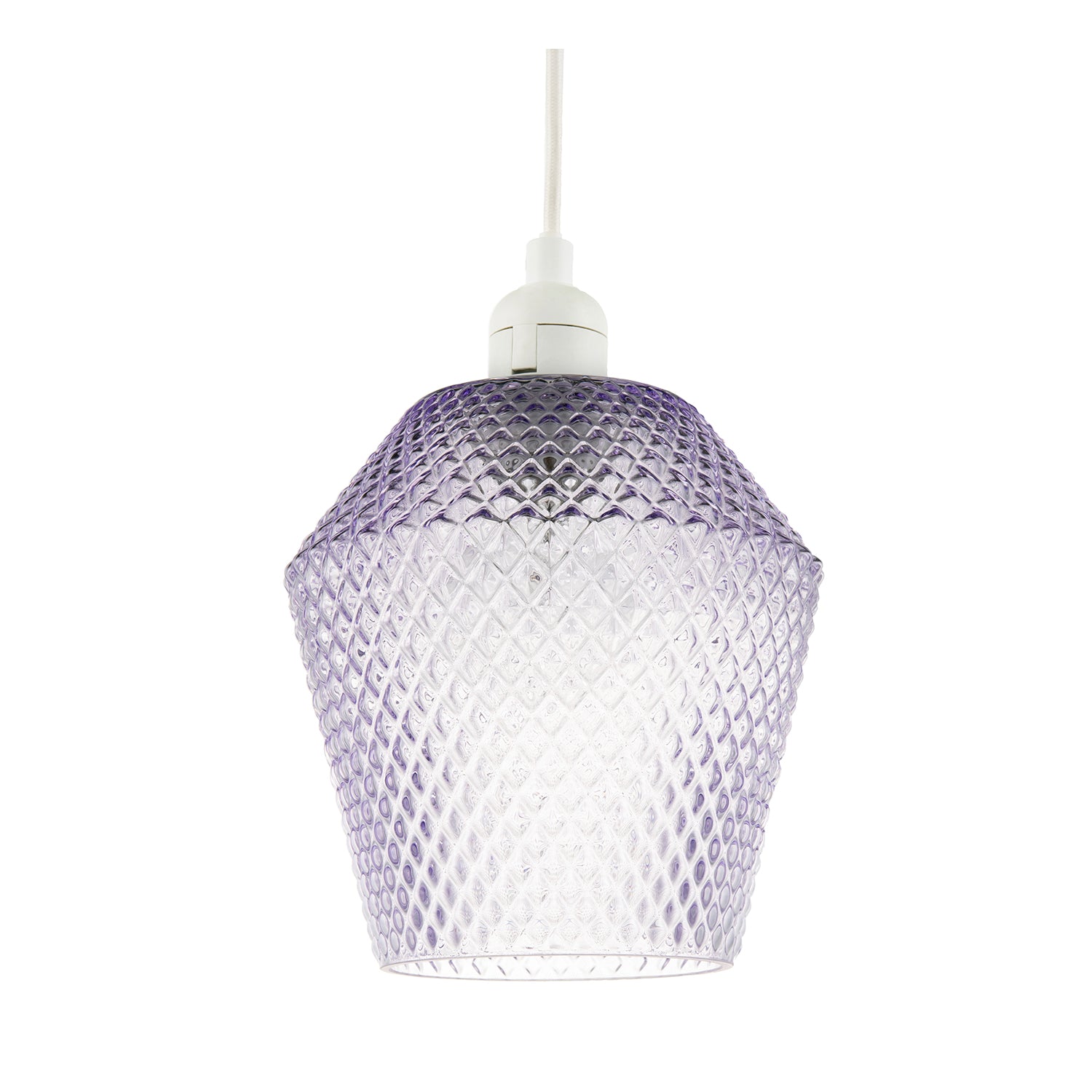 Modern and Compact Diamond Design Purple Lilac Glass Pendant Shade Image 1