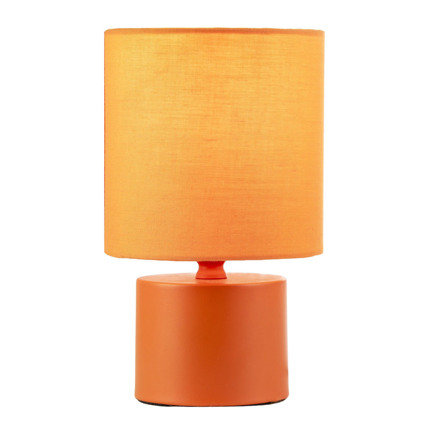 Modern Vibrant Dusty Orange Table Lamp with Cotton Fabric Drum Shade Image 2