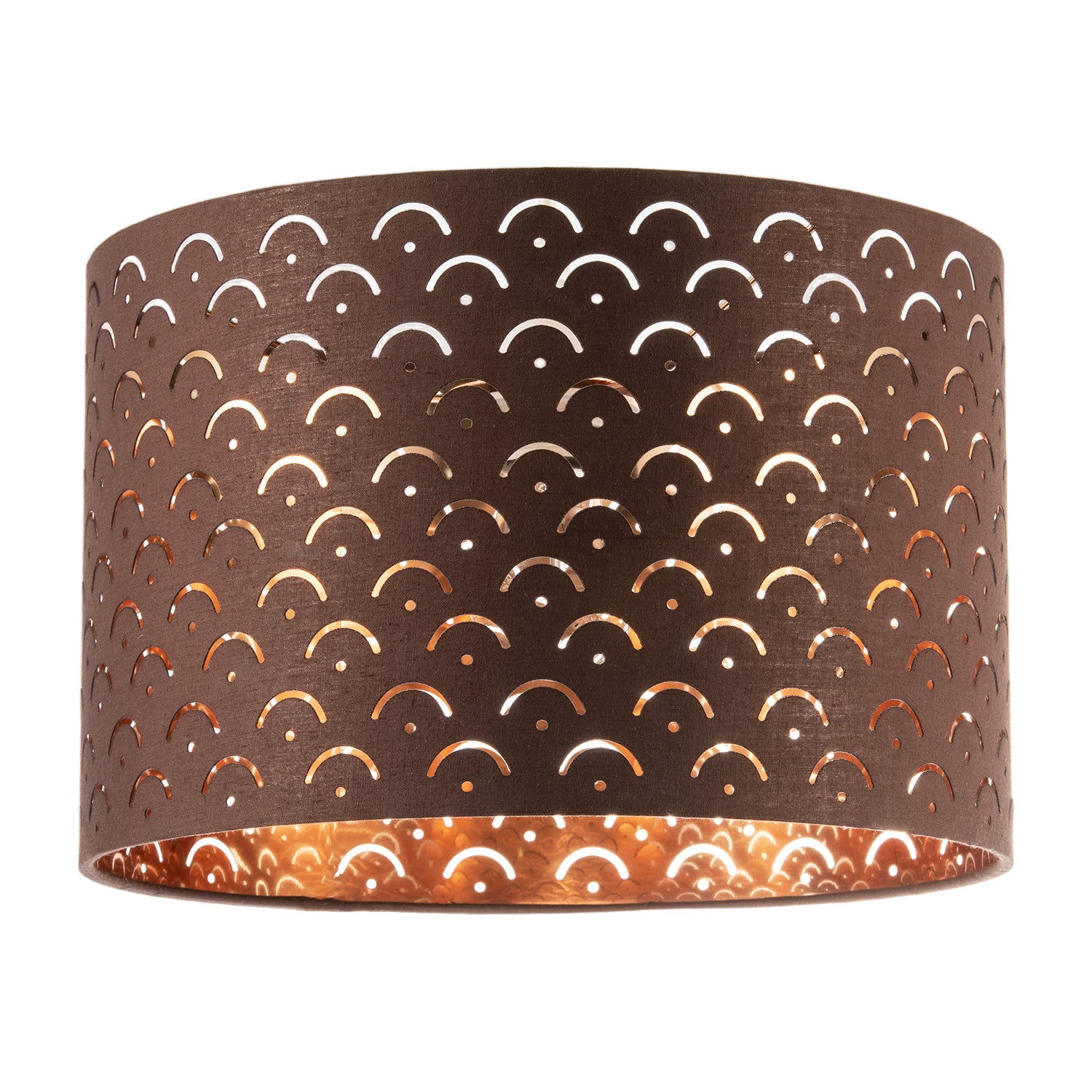 Chocolate Brown Cotton Fabric Lamp Shade with Geometric Arch Pattern Image 1
