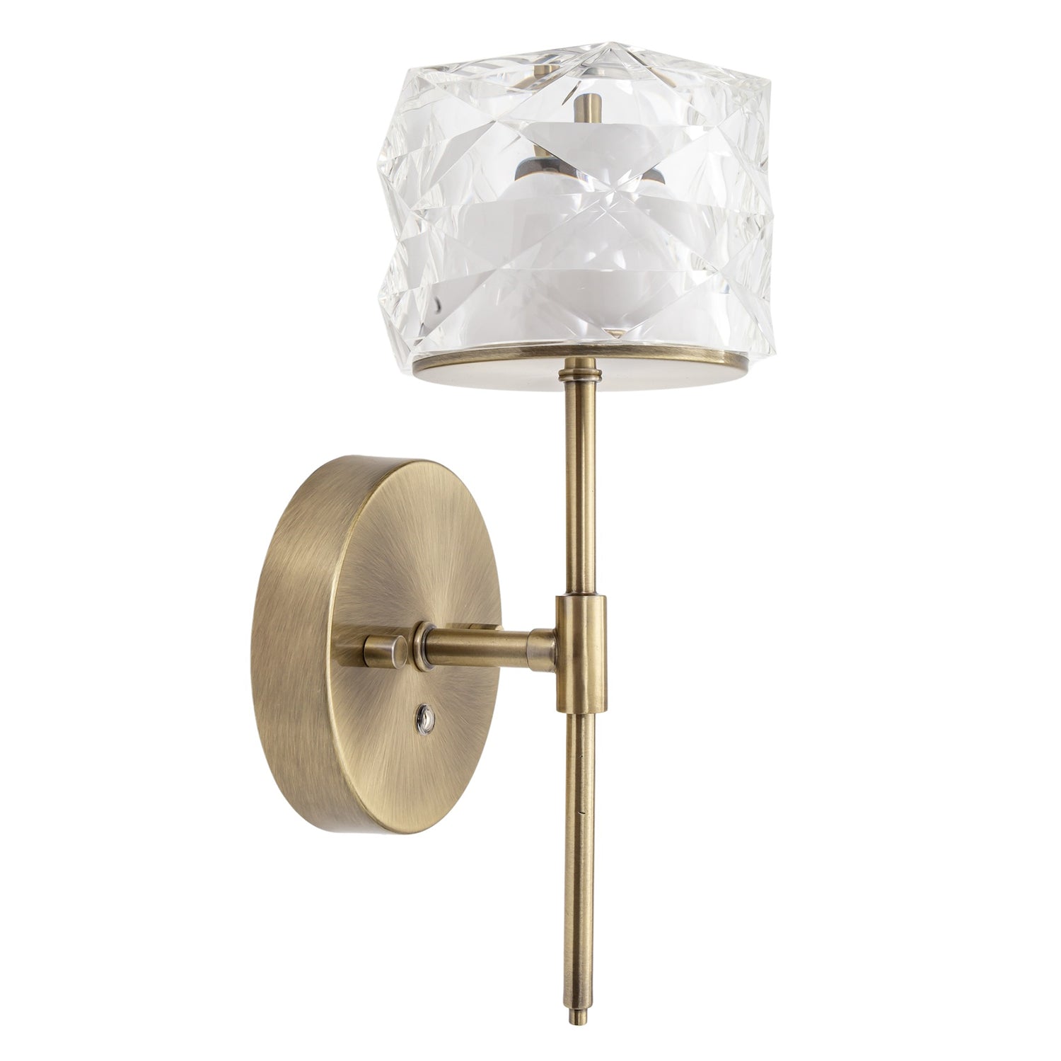 Antique Brass Wireless Touch Dimmable Wall Light with Acrylic Patterned Shade Image 1