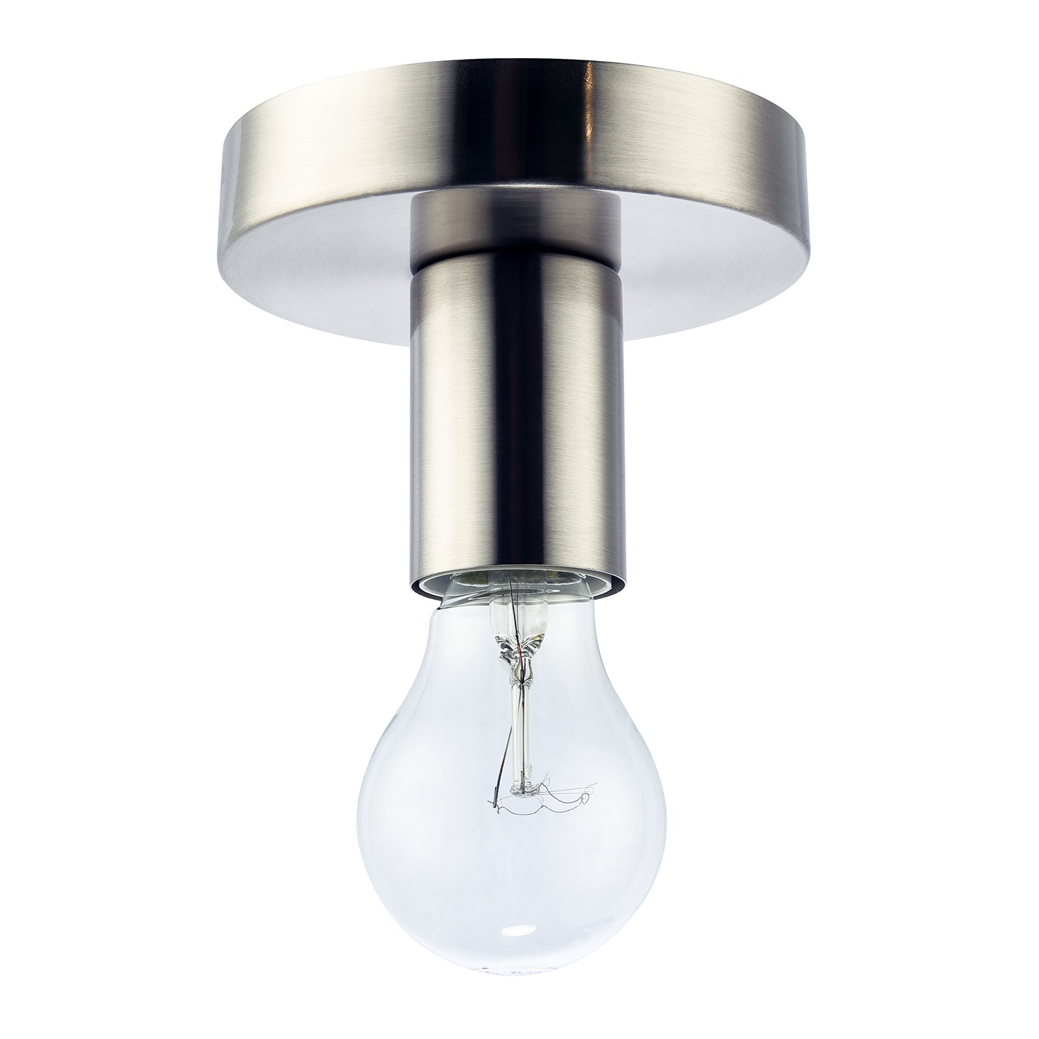 Satin Nickel Ceiling or Wall Light Fitting for Industrial Style Light Bulbs Image 1