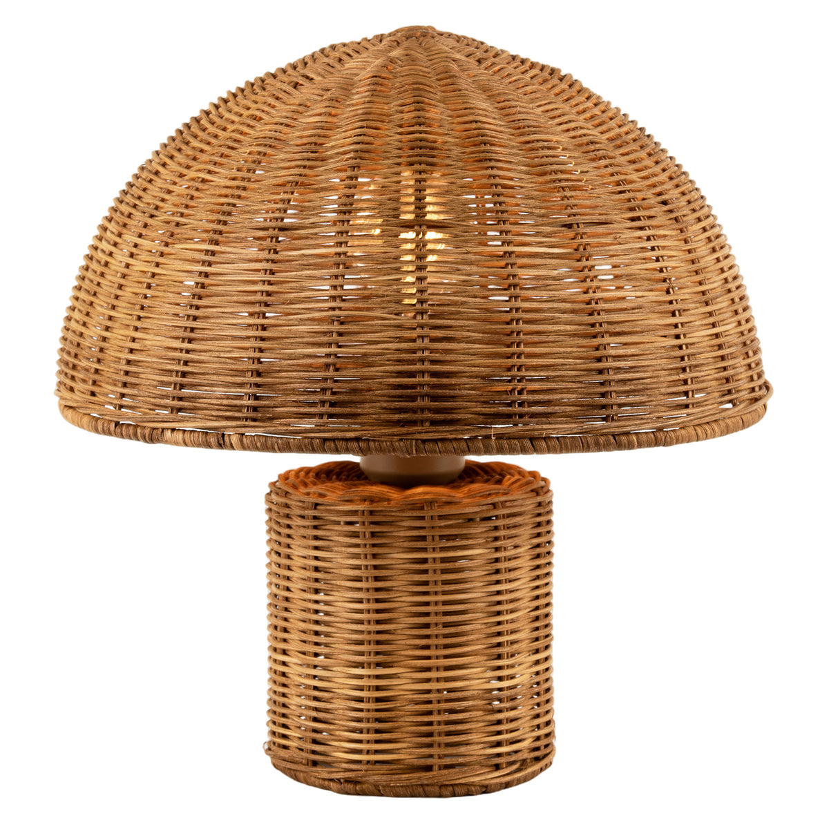 Stylish Natural Rattan Mushroom Table Lamp with Woven Domed Shade Image 2