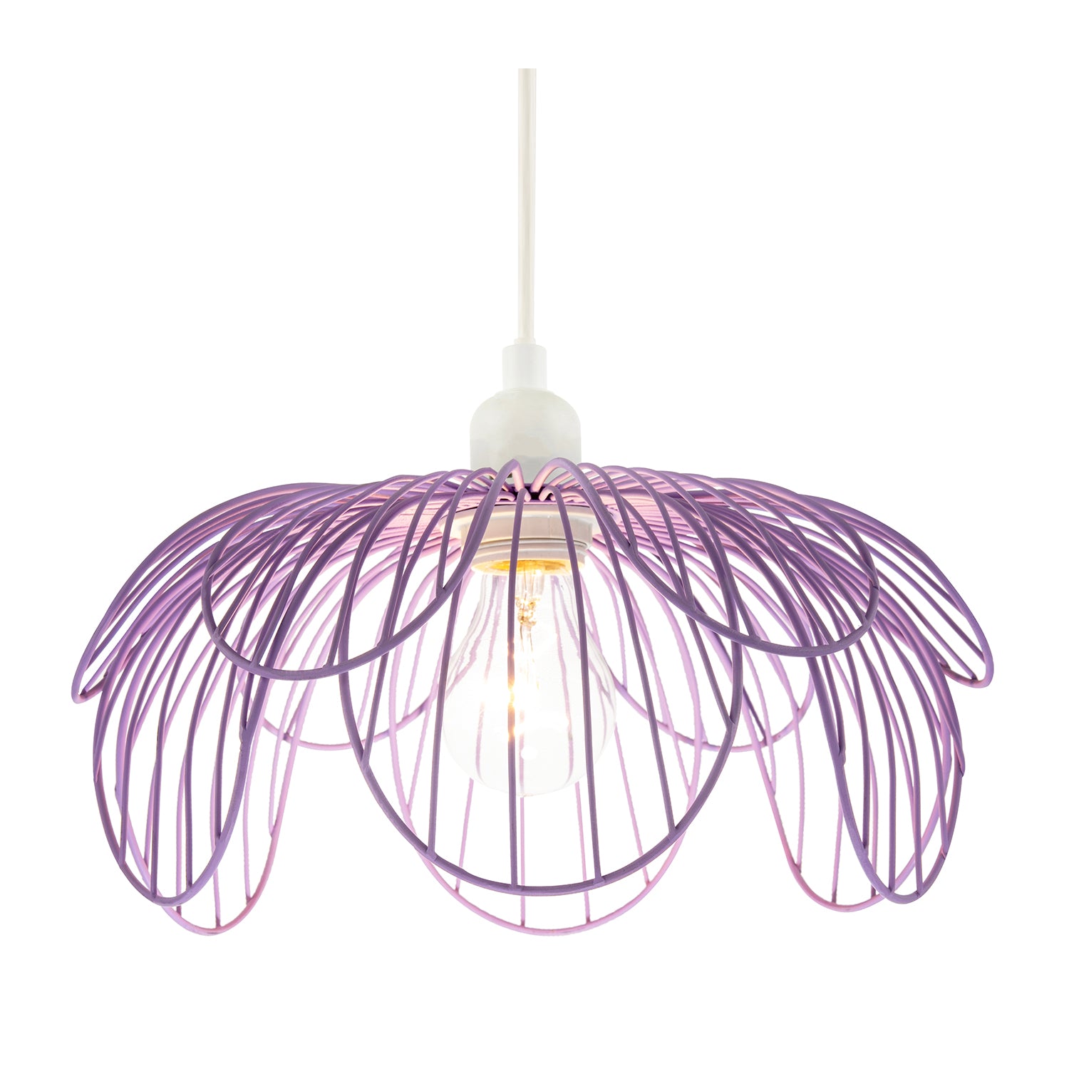 Mate Lilac Metal Wire Overlapping Petal Ceiling Pendant Light Shade Image 2