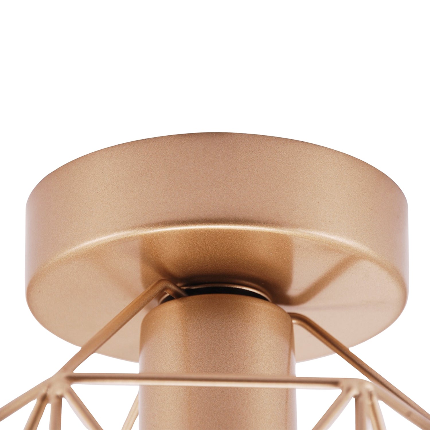 Vintage Industrial Satin Gold Ceiling Lighting Fitting with Wire Cage Design Image 4