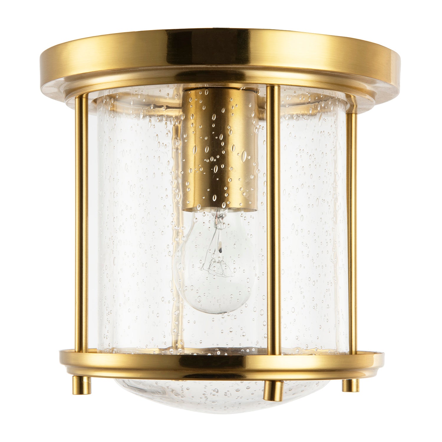 Vintage Industrial Ceiling Light in Satin Gold with Clear Bubble Glass Image 3