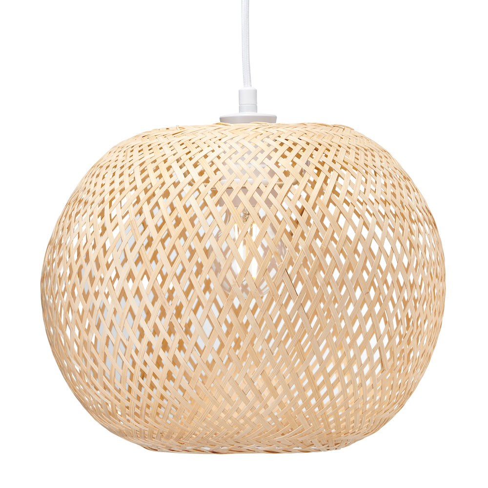 Eco Friendly Modern Spherical Cage Design Bamboo Strapping Pendant Lamp Shade Image 1