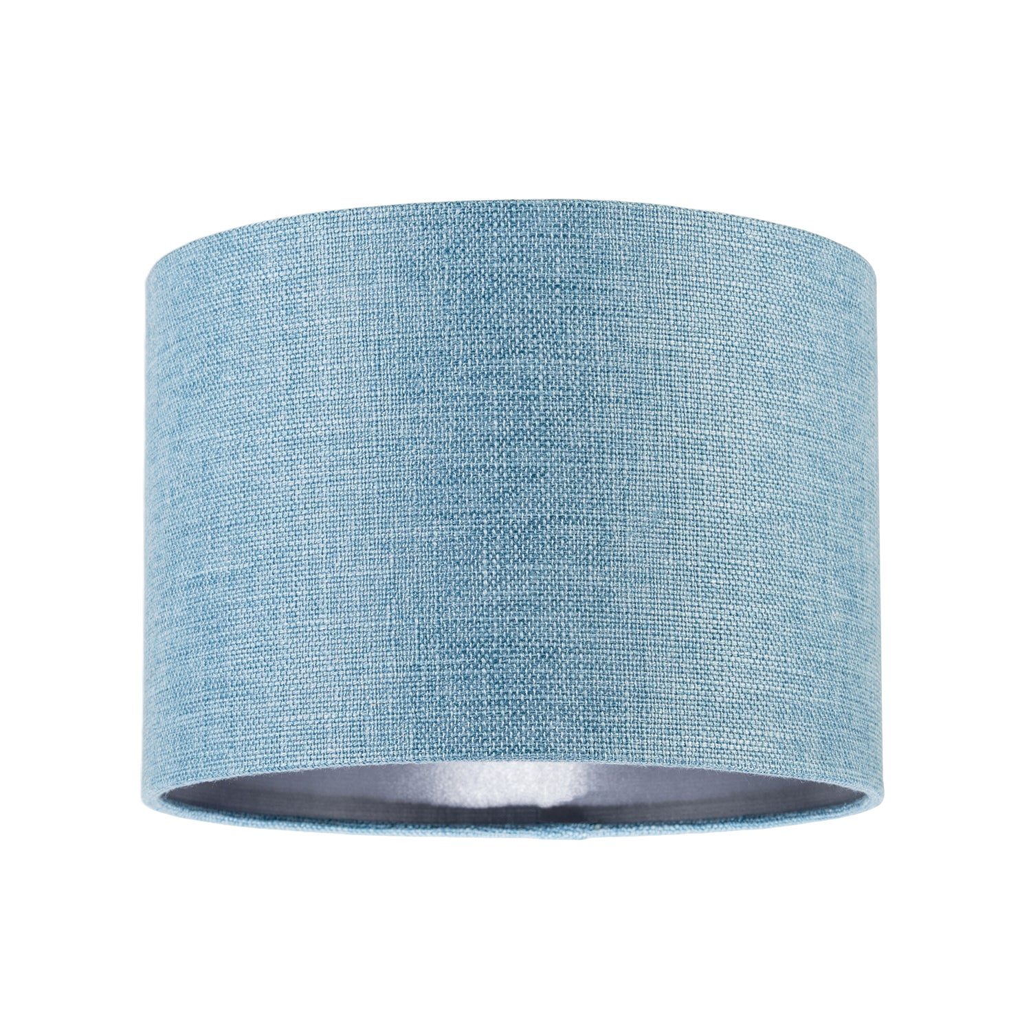 Contemporary and Sleek Blue Nova Plain Linen Fabric Drum Lamp Shade Image 1
