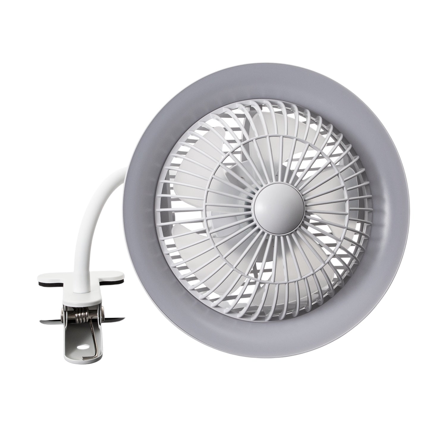 White Rechargeable 3 Speed Clip-On Fan with LED Dimmable Ring Light Image 3
