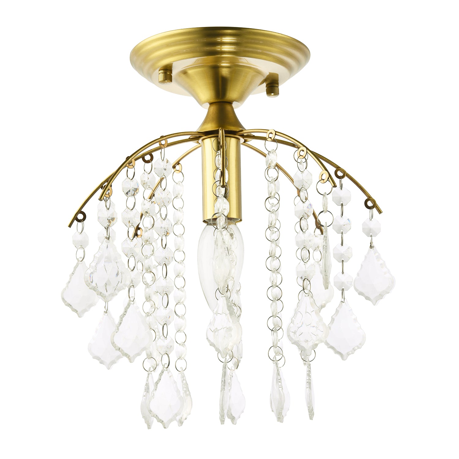 Traditional Crystal Glass Waterfall Ceiling Light in Brushed Gold Image 1
