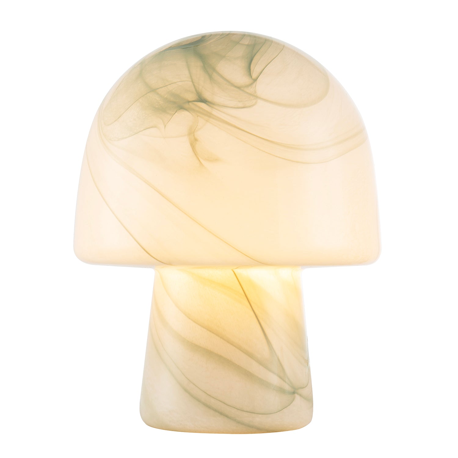 Modern Unique Green and White Marble Effect Glass Mushroom Table Lamp Image 2
