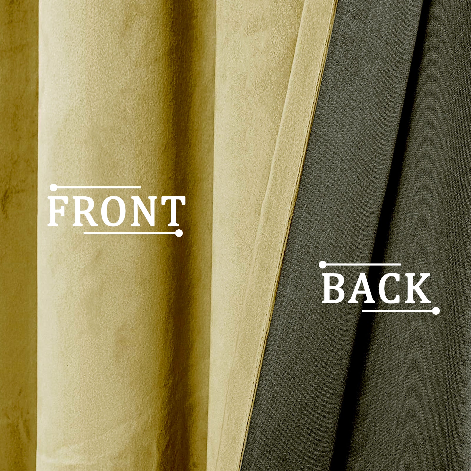 Dusty Yellow Velvet Blackout Eyelet Curtains - 46x63 Inch Drop - Pair Image 2