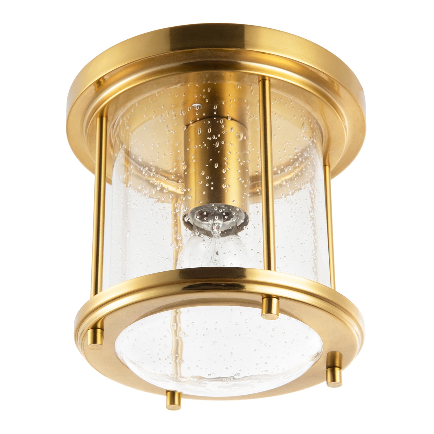 Vintage Industrial Ceiling Light in Satin Gold with Clear Bubble Glass Image 8