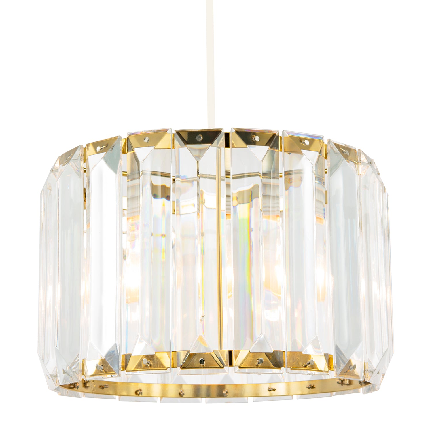 Contemporary Easy Fit Gold Pendant Shade with Clear Acrylic Rectangular Rods Image 1