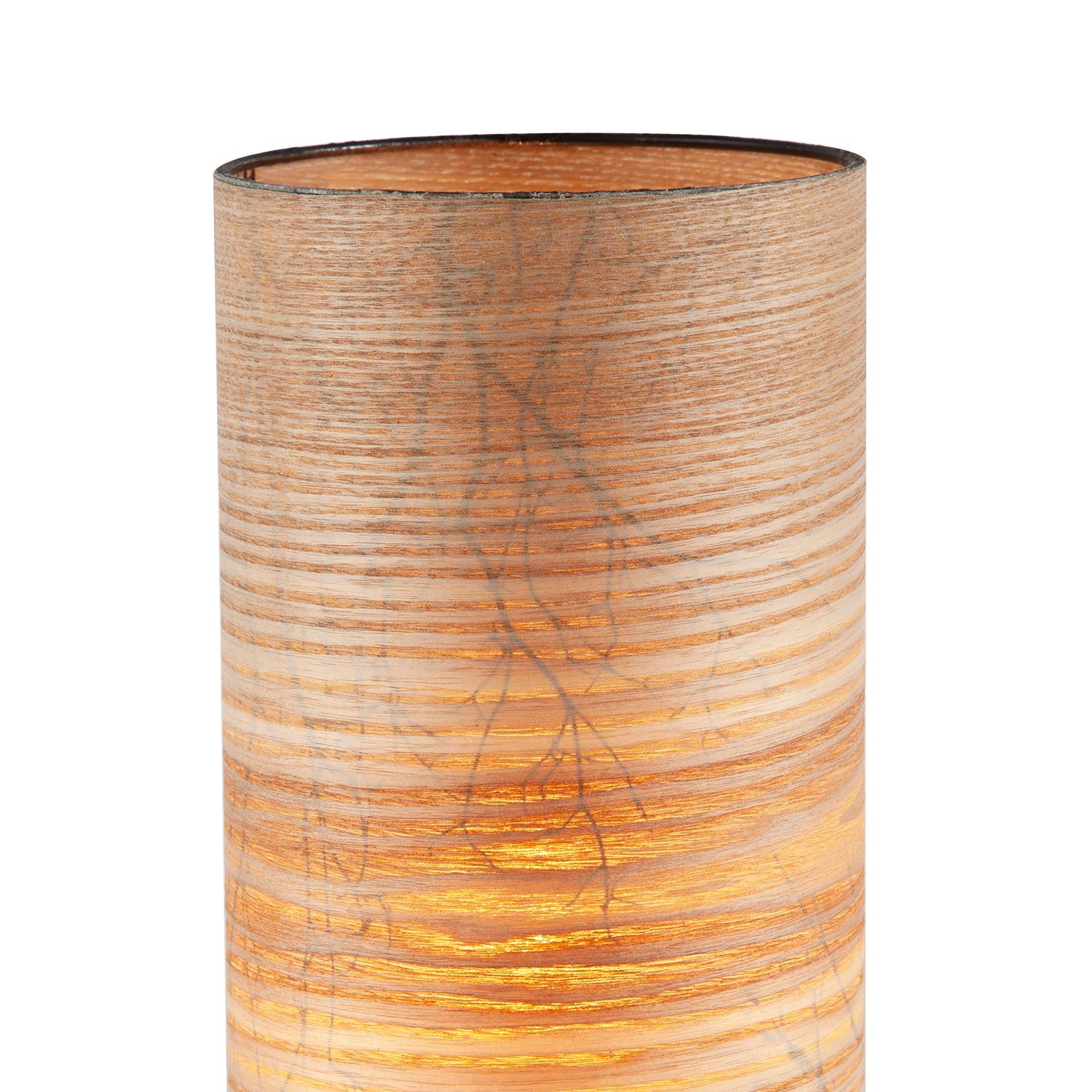Bamboo Wood Effect Table Lamp with Black Woodland Trees Inner Lining Image 4