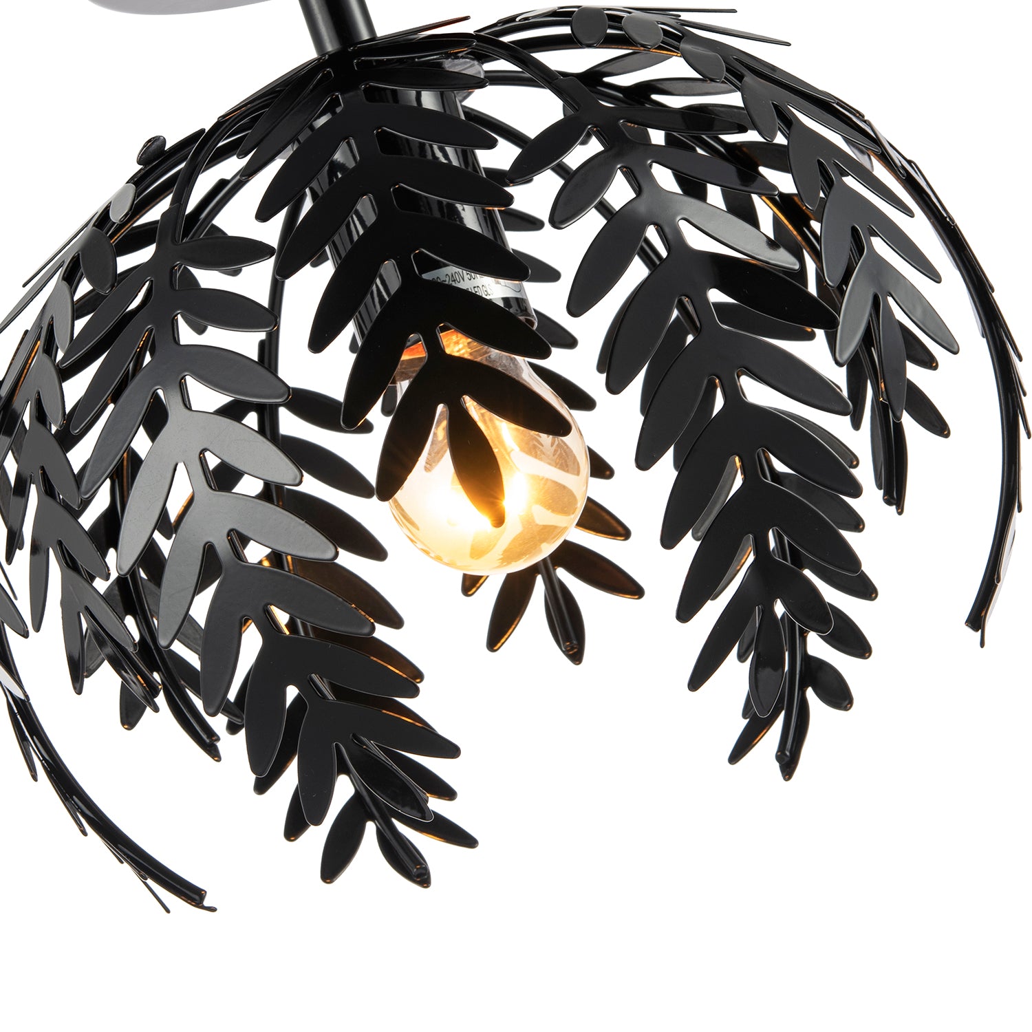 Contemporary Fern Leaf Designed Ceiling Lighting Fitting in Black Gloss Finish Image 3