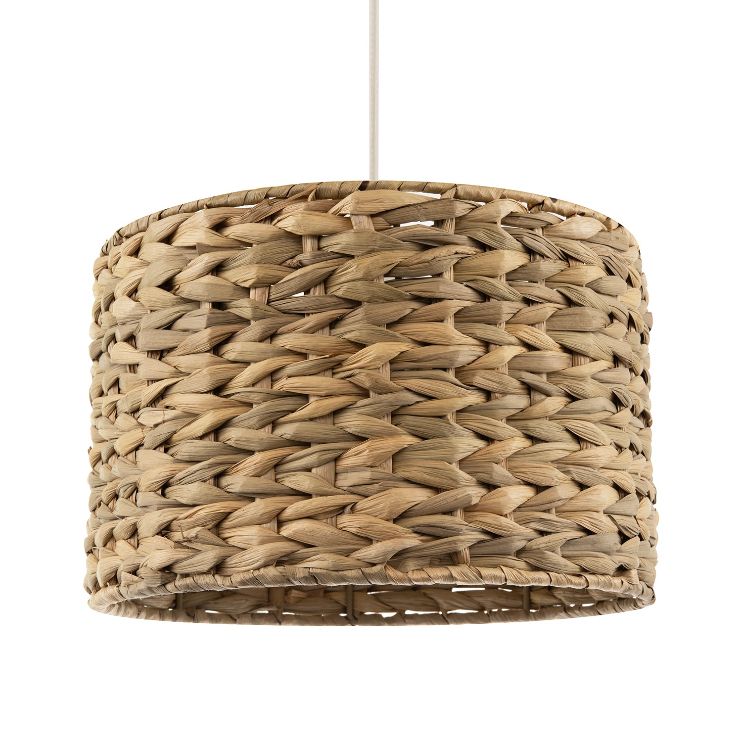 Woven Thick Twisted Brown Paper Pendant Shade with Drum Shape Design Image 1