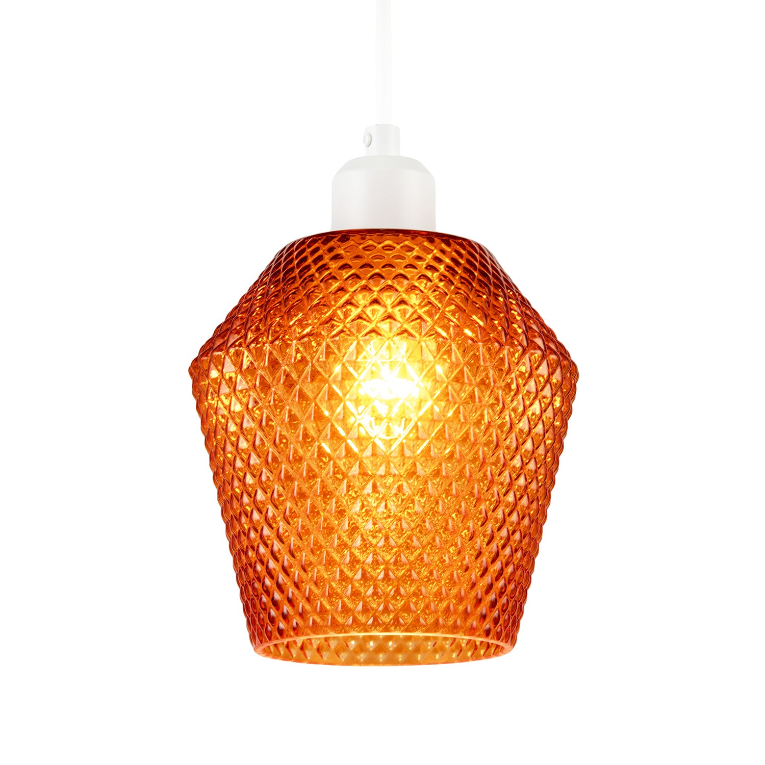 Modern and Compact Diamond Design Vivid Orange Glass Pendant Shade Image 2