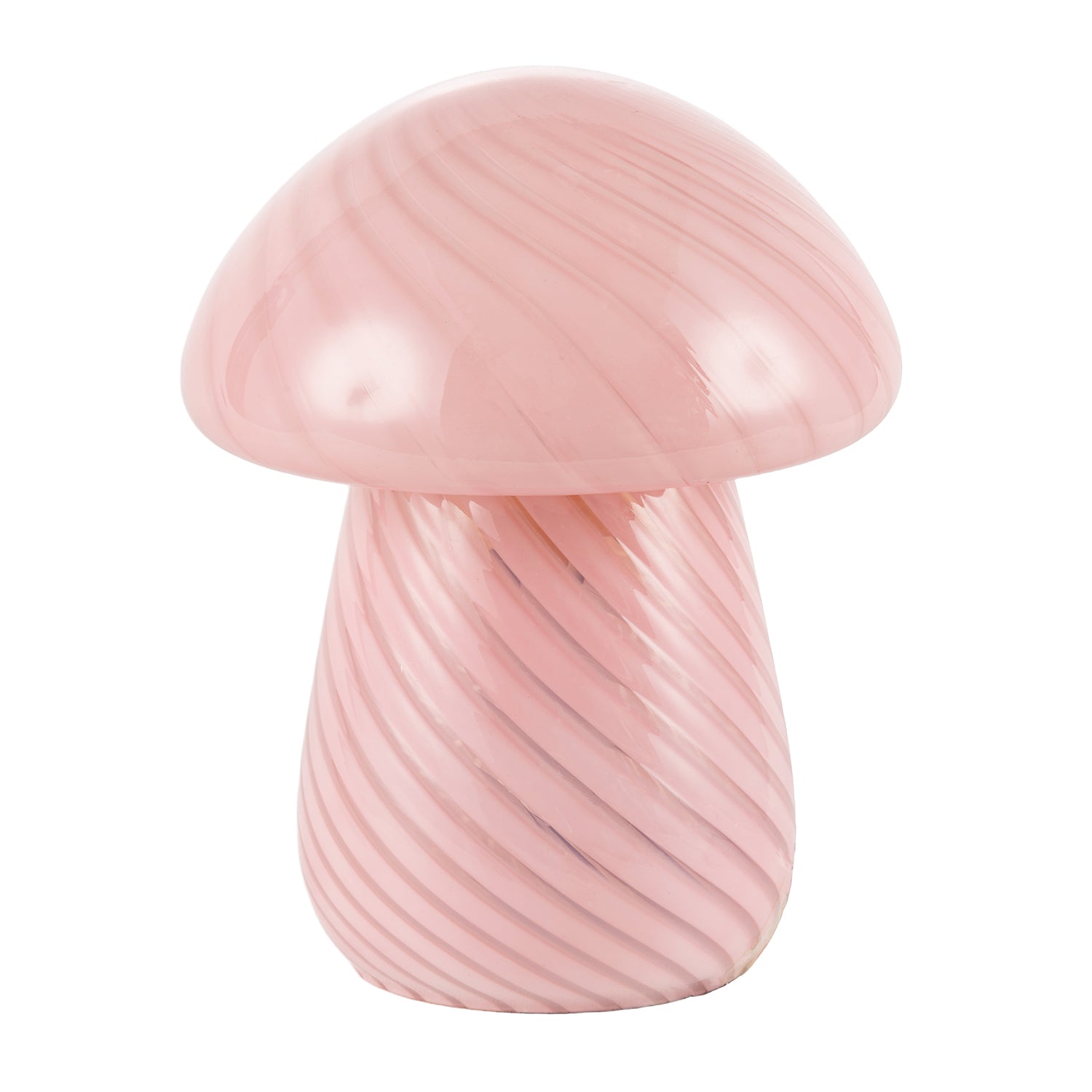 Contemporary Mushroom Glass Table Lamp with Pink Stripe Effect Pattern Image 1