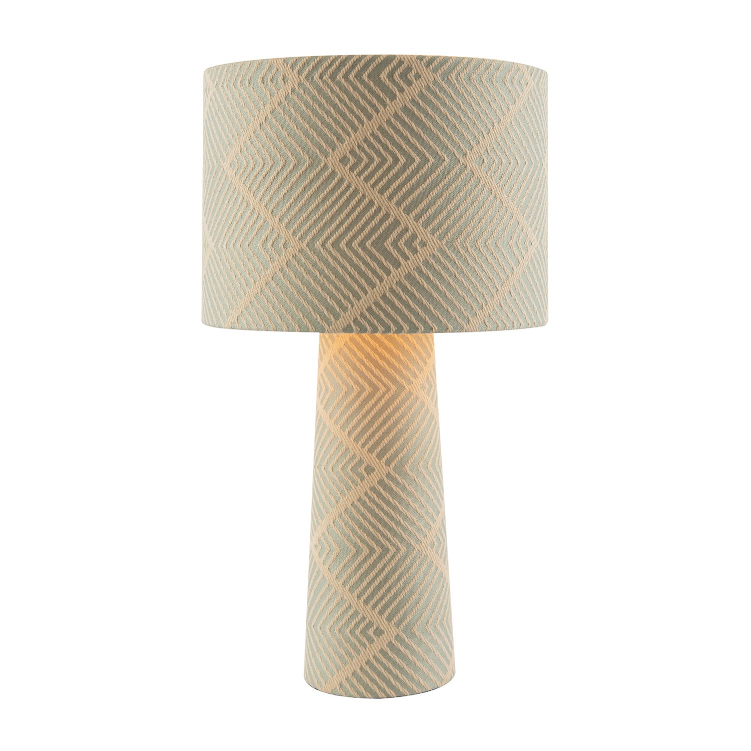 Duck Egg and Cream Jacquard Zig Zag Lamp with Fabric Shade and Base Image 2