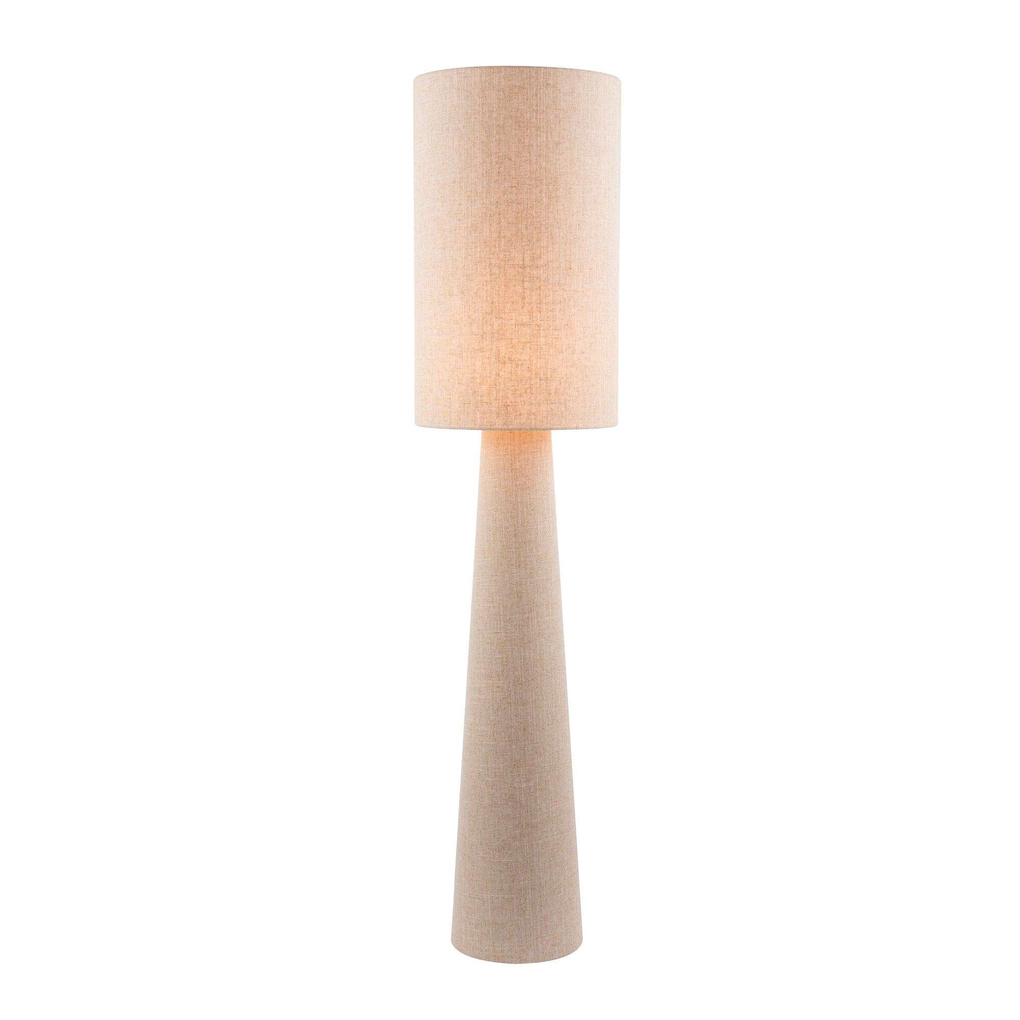 Modern Natural Oatmeal Linen Floor Lamp with Fabric Shade and Base Image 1