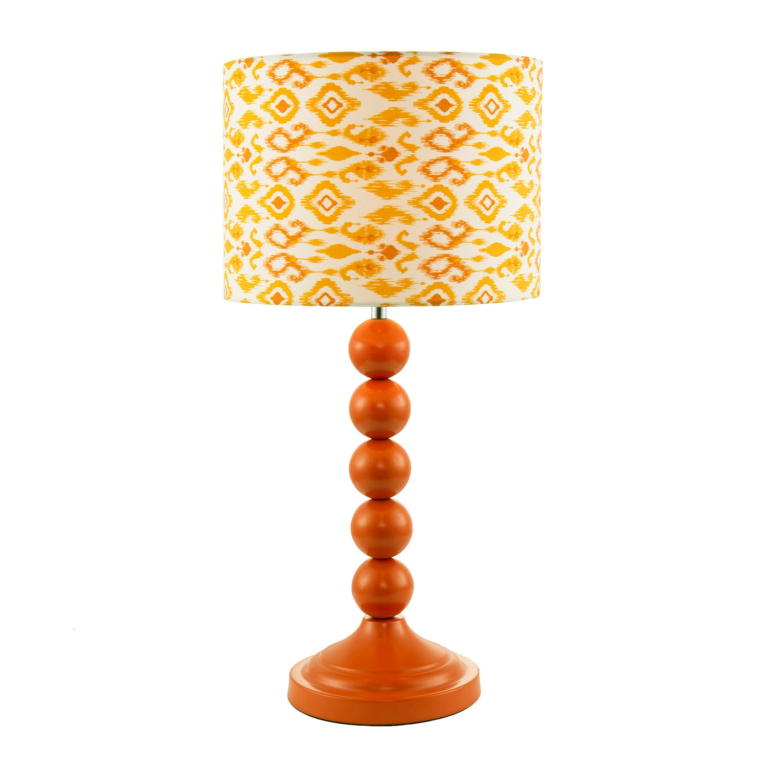 Chic Orange Table Lamp with Aztec Style Yellow and Orange Fabric Shade Image 2