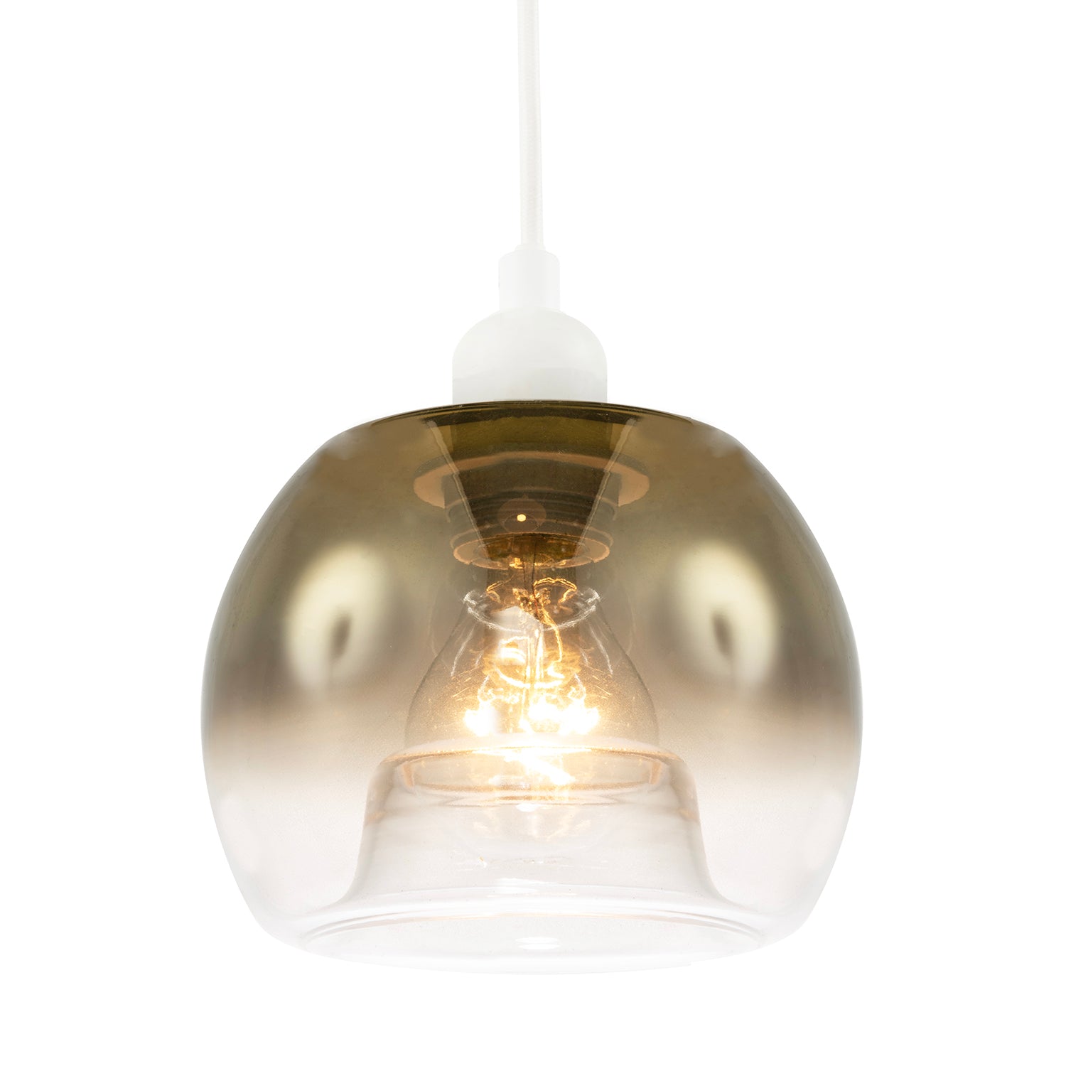 Modern Polished Gold and Clear Glass Circular Pendant Lighting Shade Image 2