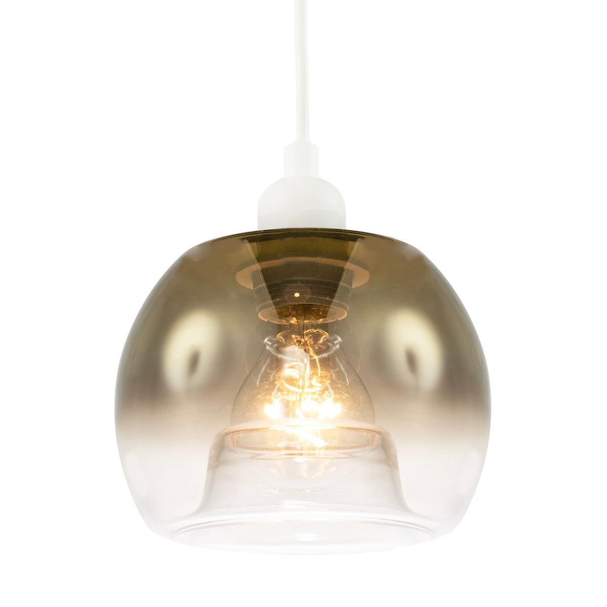 Modern Polished Gold and Clear Glass Circular Pendant Lighting Shade Image 2