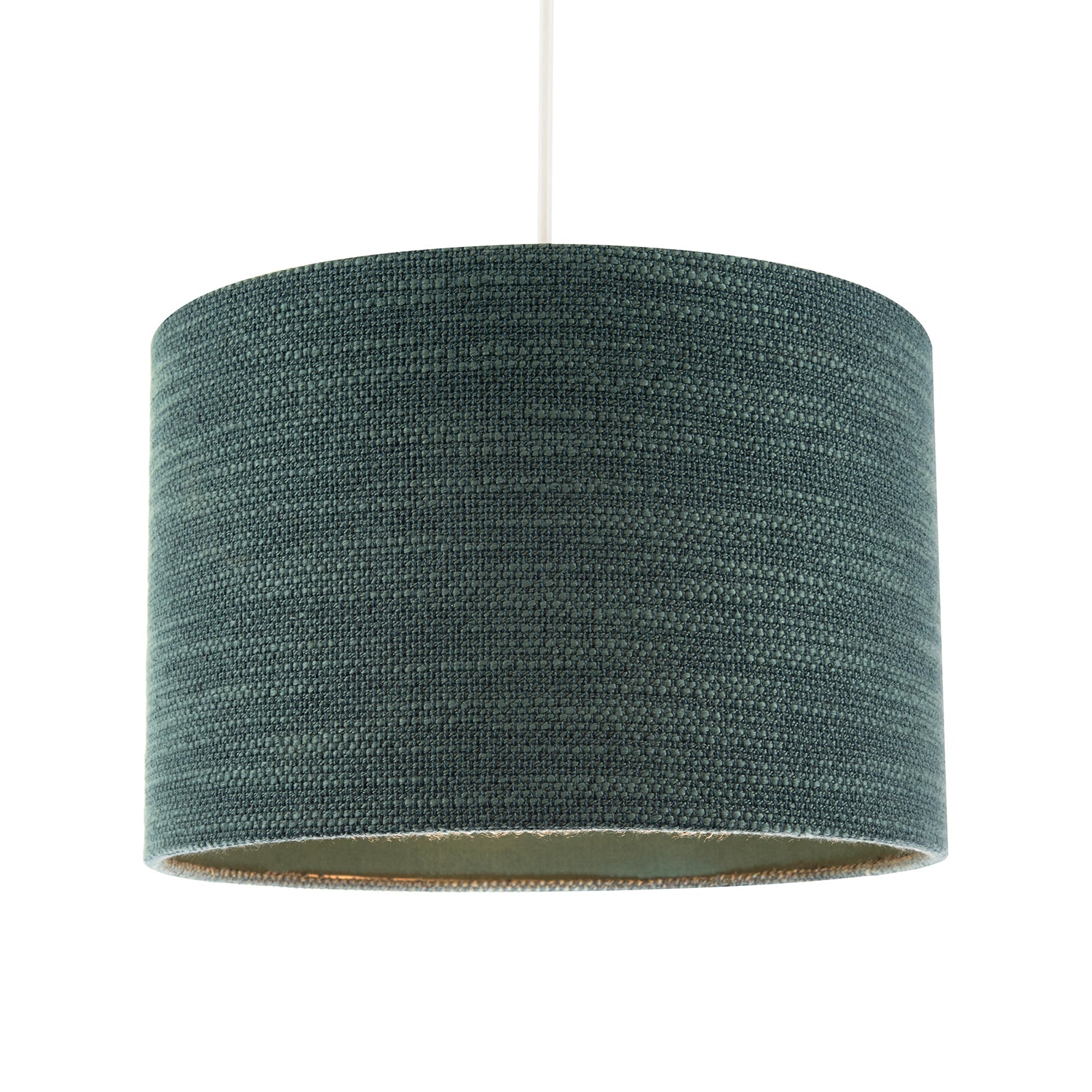 Designer Bobbled and Textured Linen Lamp Shade in Dark Emerald Green Image 2