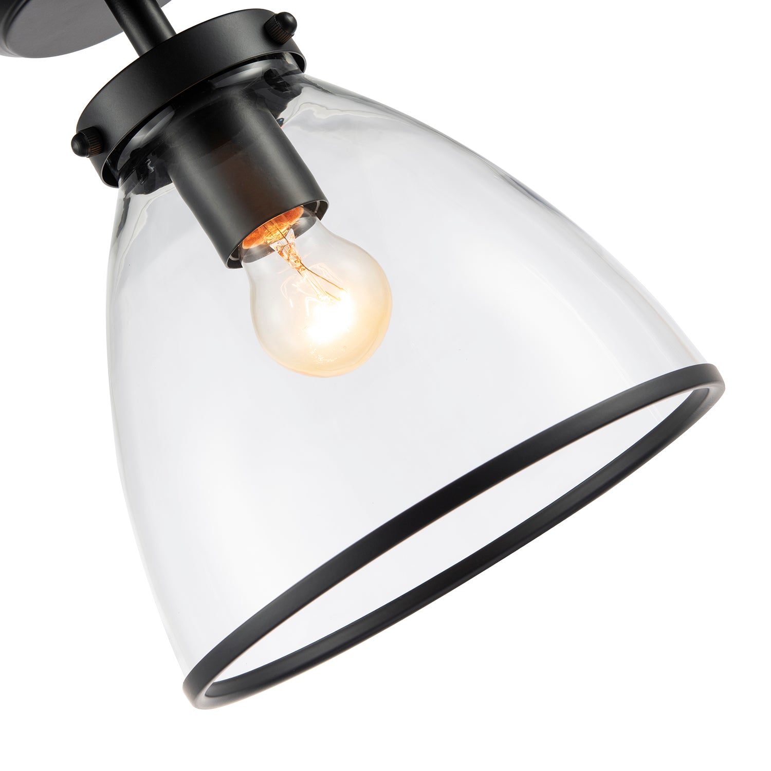 Industrial Style Matte Black Ceiling Lamp Fitting with Transparent Glass Shade Image 3