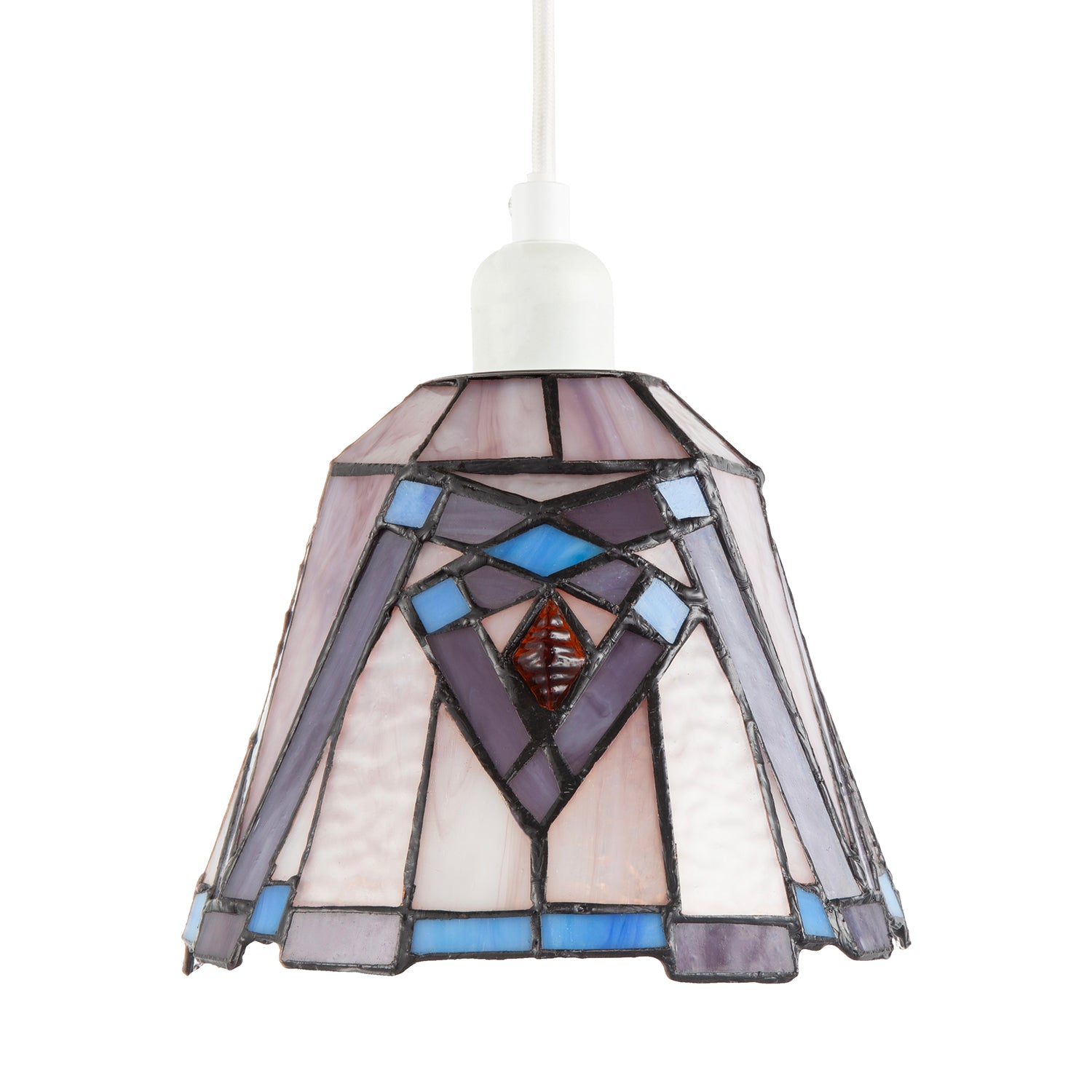 Art Deco Tiffany Glass Pendant Lighting Shade in Purple and Soft Pink Image 2