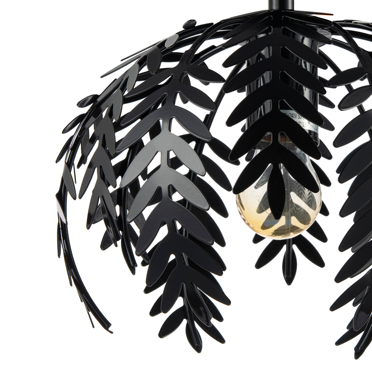 Contemporary Fern Leaf Designed Ceiling Lighting Fitting in Black Gloss Finish Image 4