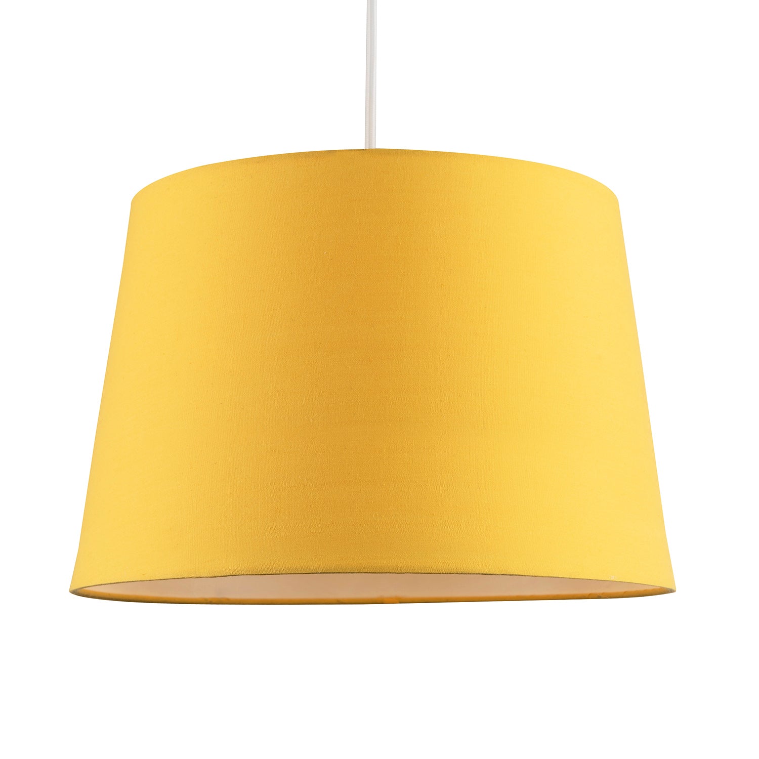Yellow Cotton Fabric 12inch Drum Lampshade with White Cotton Inner Image 2