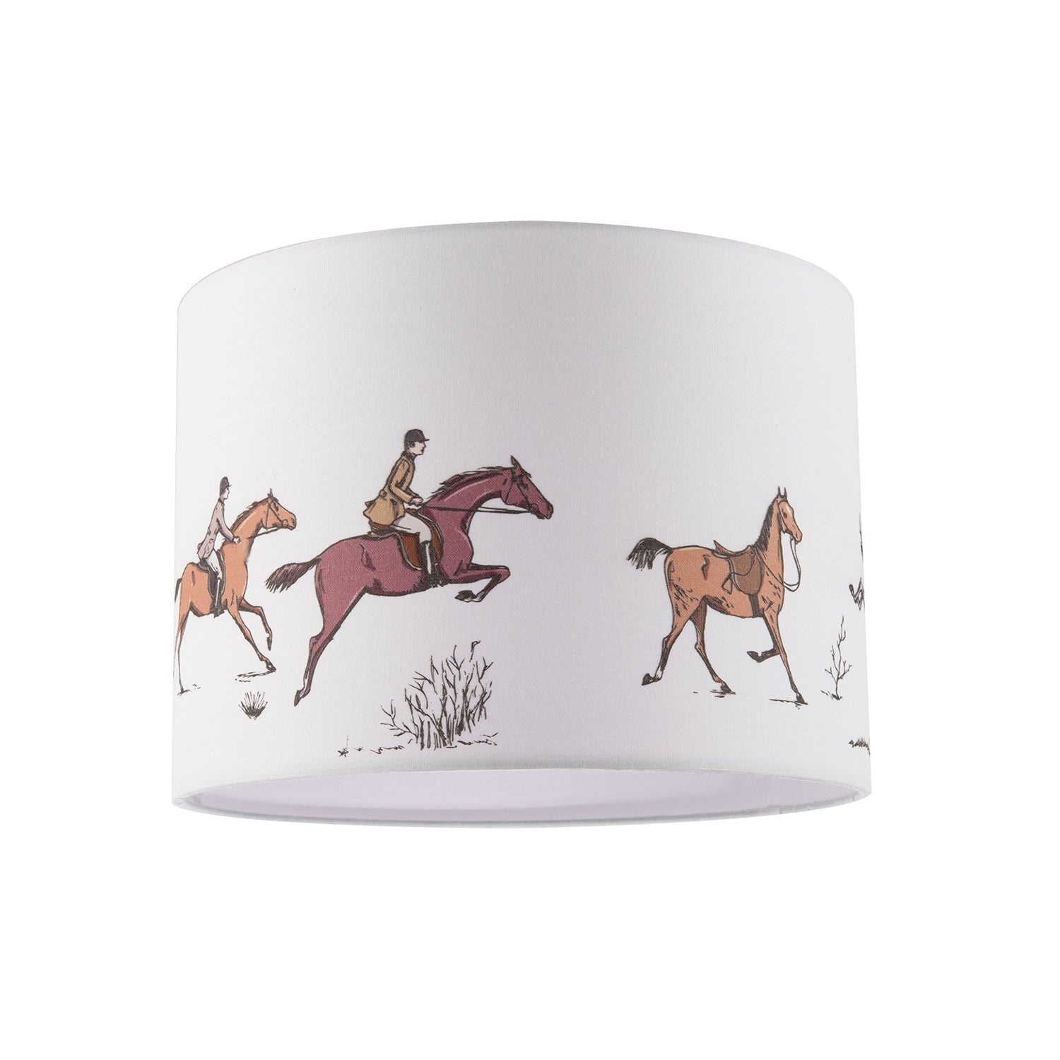 Chic Equestrian Themed Cotton Drum Lamp Shade with Inner Fabric Lining Image 1
