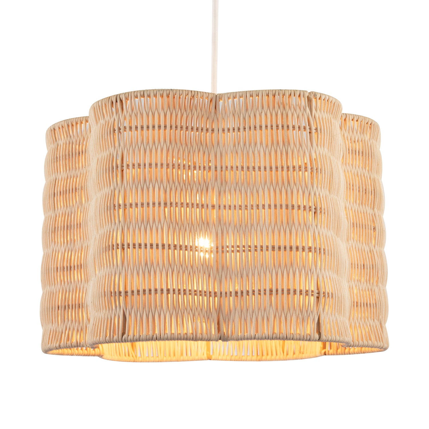 Classic Scallop Edged Natural Rattan Wicker Pendant Lighting Shade Image 1