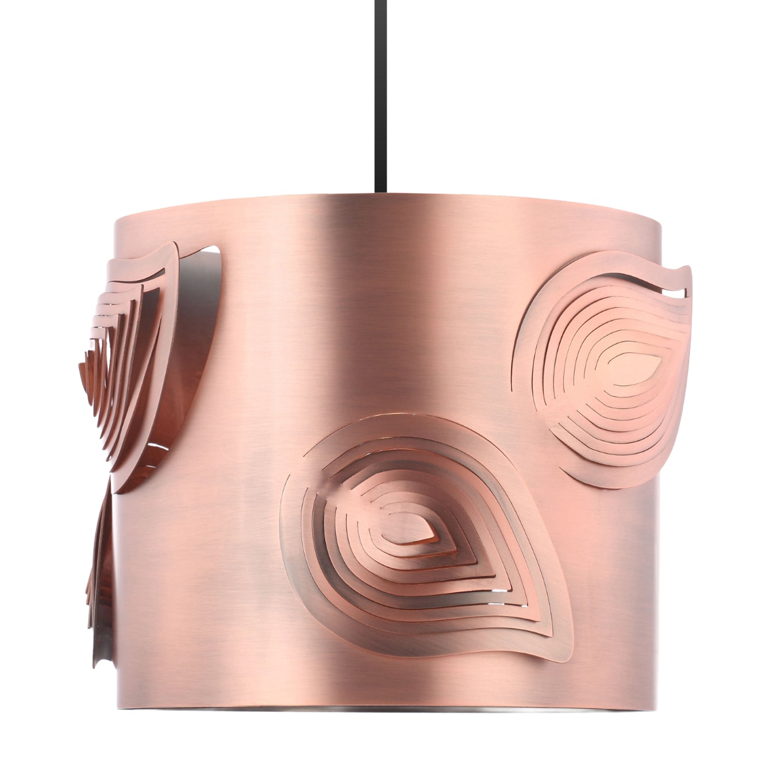 Antique Copper Metal Easy Fit Pendant Lamp Shade with Laser Cut Leaves Image 3