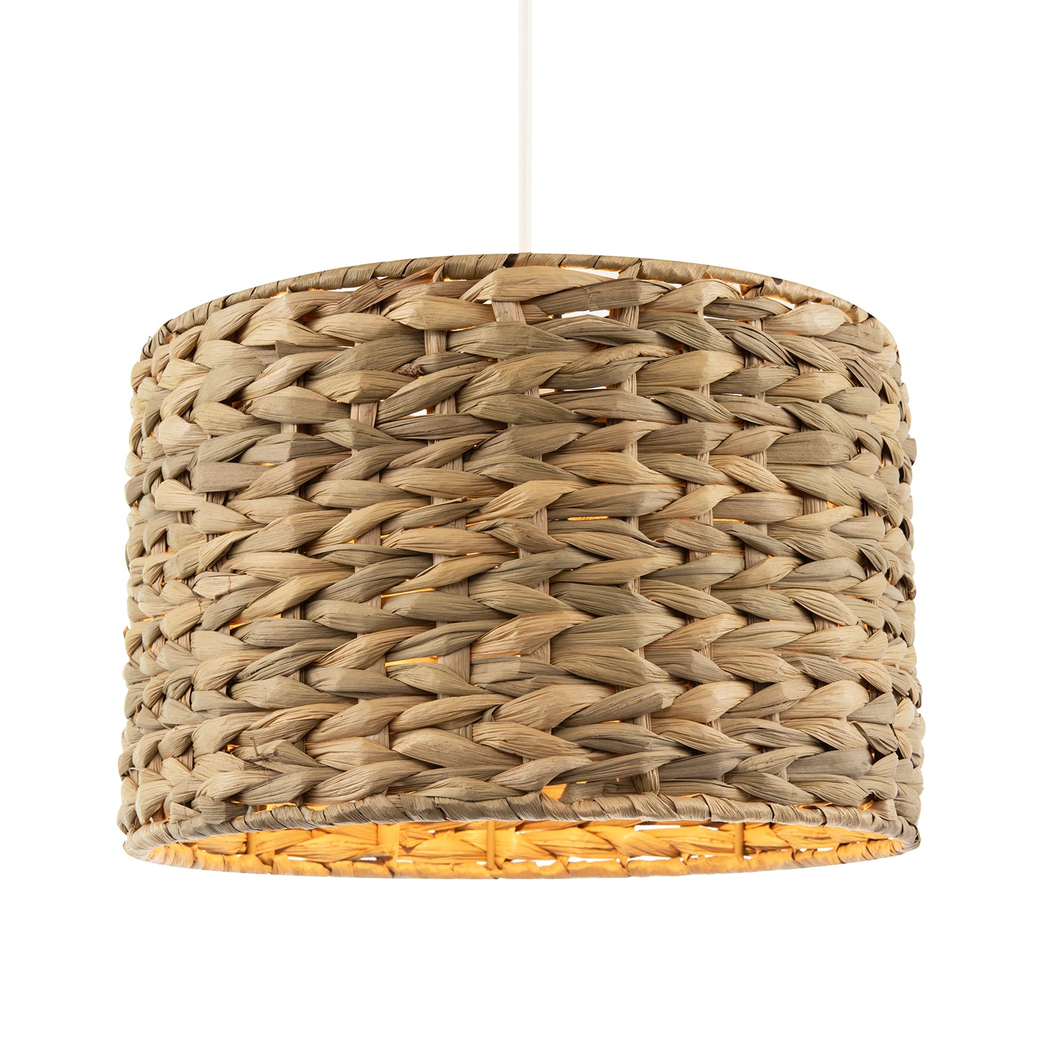 Woven Thick Twisted Brown Paper Pendant Shade with Drum Shape Design Image 2
