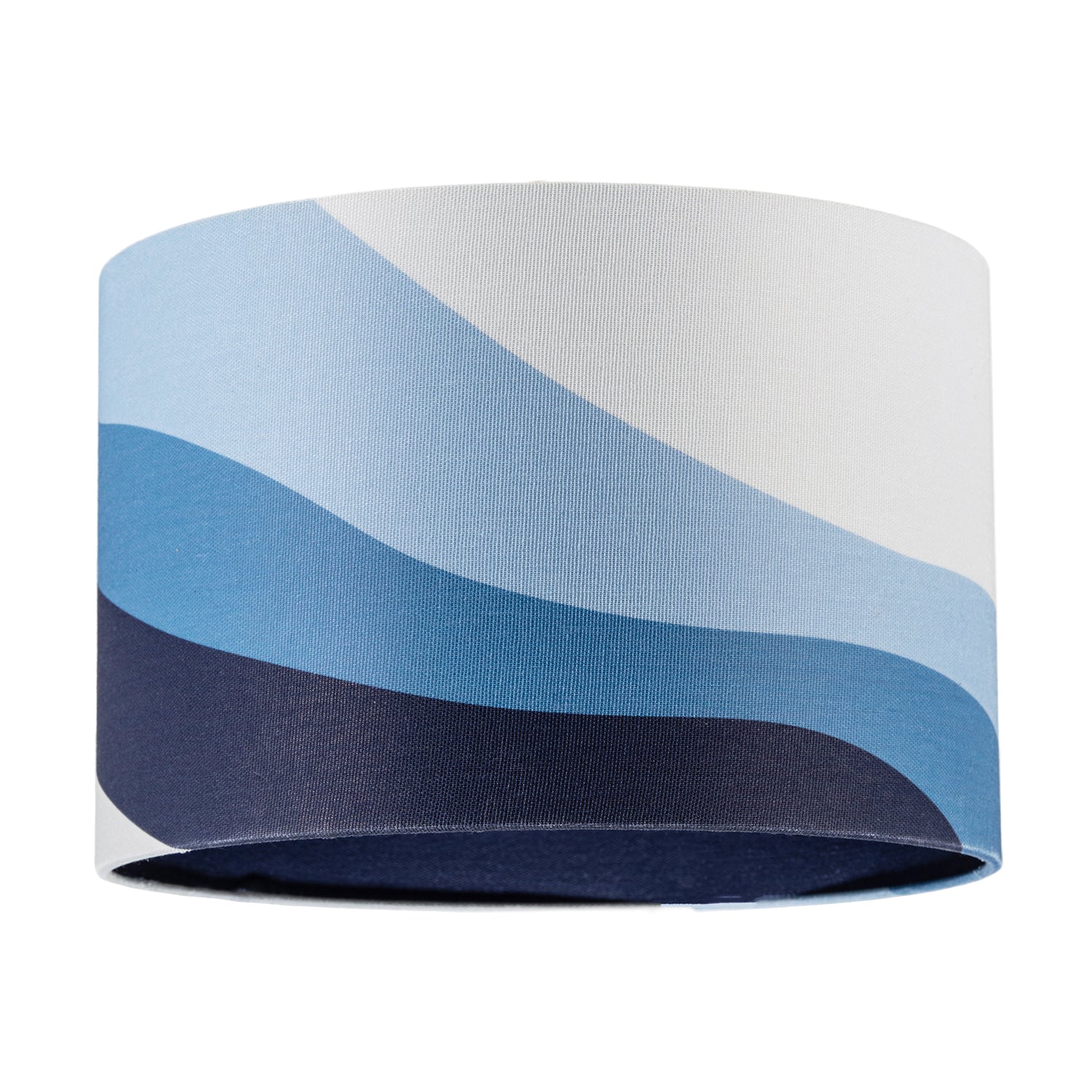 Midnight Blue Linen Fabric Lamp Shade with Inner and Outer Wavy Design Image 1