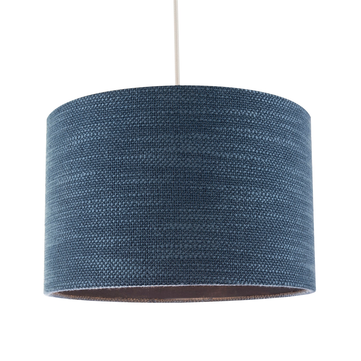 Designer Bobbled and Textured Linen Lamp Shade in Navy Midnight Blue Image 2
