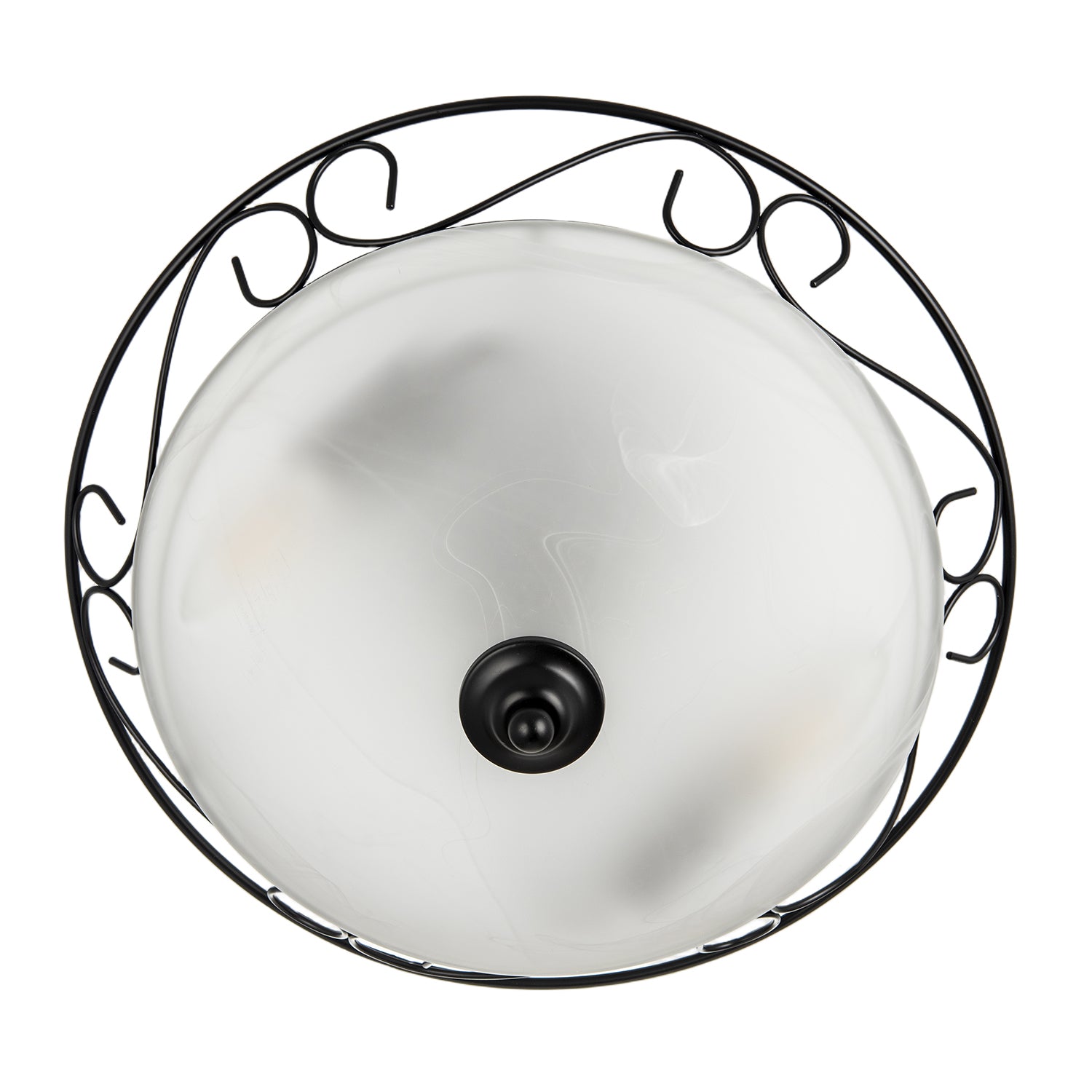 Traditional Matte Black Flush Ceiling Light with Alabaster Glass Image 5