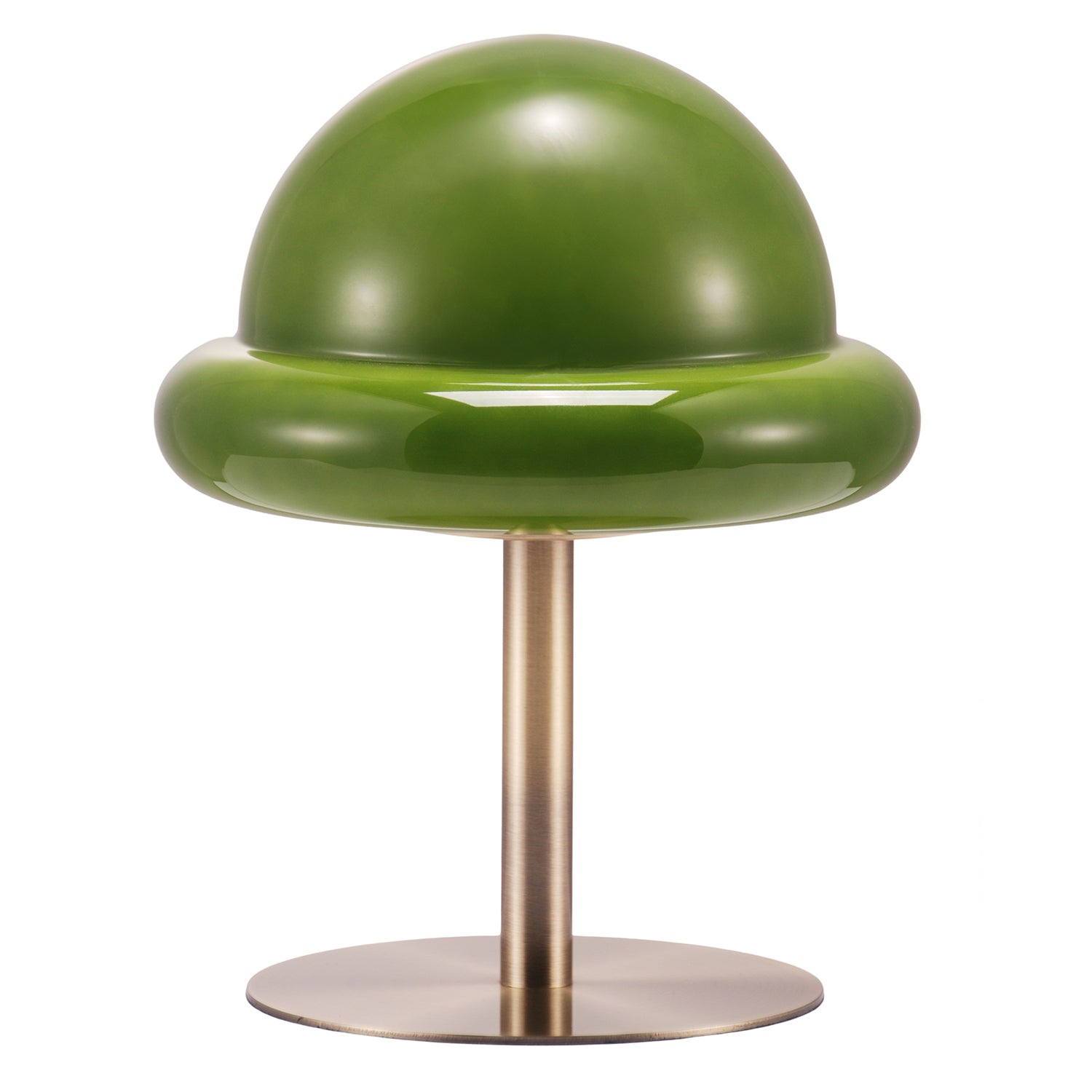 Traditional Antique Brass Bankers Desk Lamp with Green Mushroom Glass Shade Image 1
