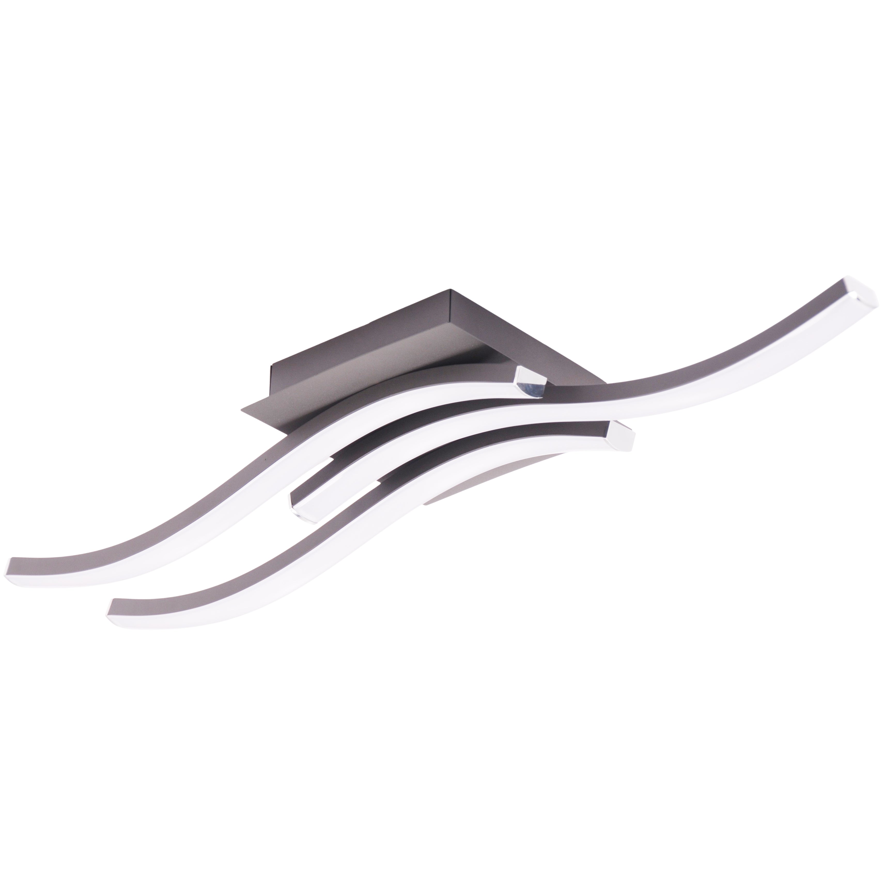 Modern Triple Wavy Strip Flush LED Ceiling Light Fixture in Matte Grey Sand Image 1