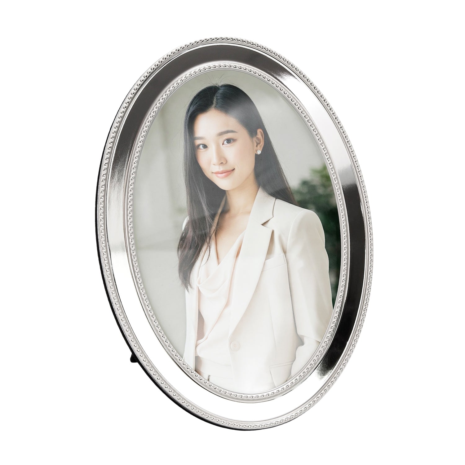 Chic Oval Nickel Plated Metal 4x6 Picture Frame with 3D Dotted Design Image 2