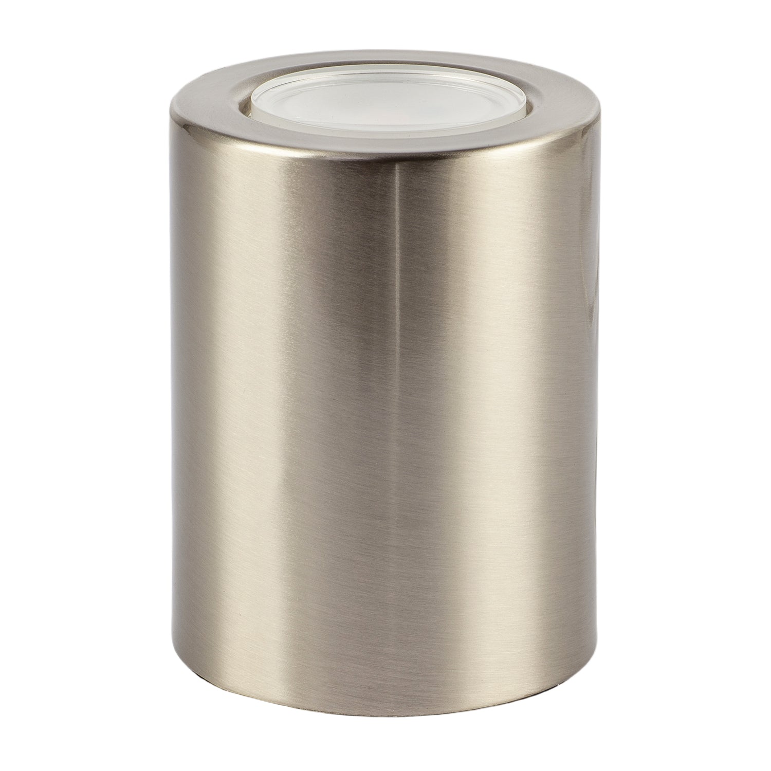Cylindrical Nickel LED Uplighter with Minimalist Architectural Design Image 1