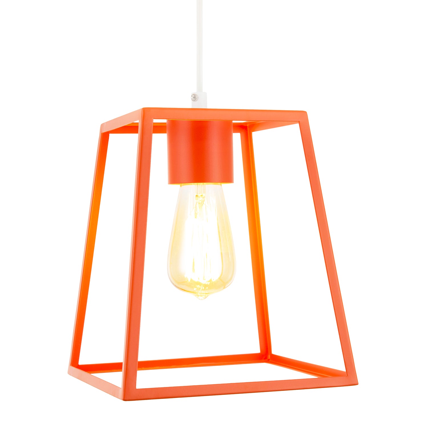Industrial Lantern Lamp Shade in Orange with Square Top and Bottom Image 2
