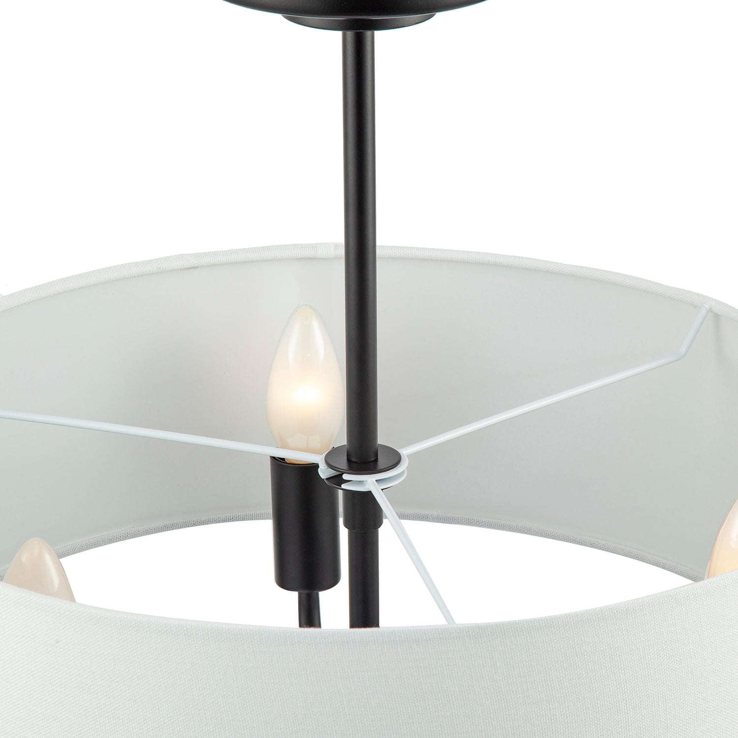 Traditional Chandelier Style Semi Flush Ceiling Light in Matte Black with Shade Image 5