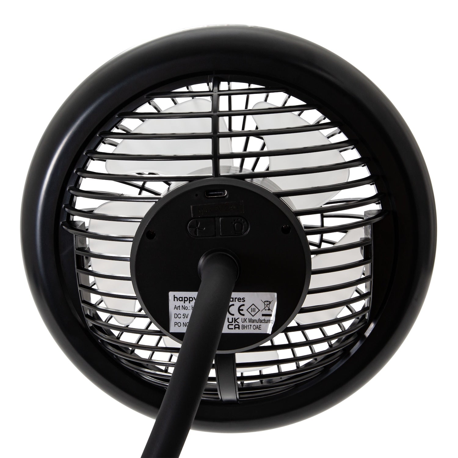 Black Rechargeable 3 Speed Clip-On Fan with LED Dimmable Ring Light Image 4