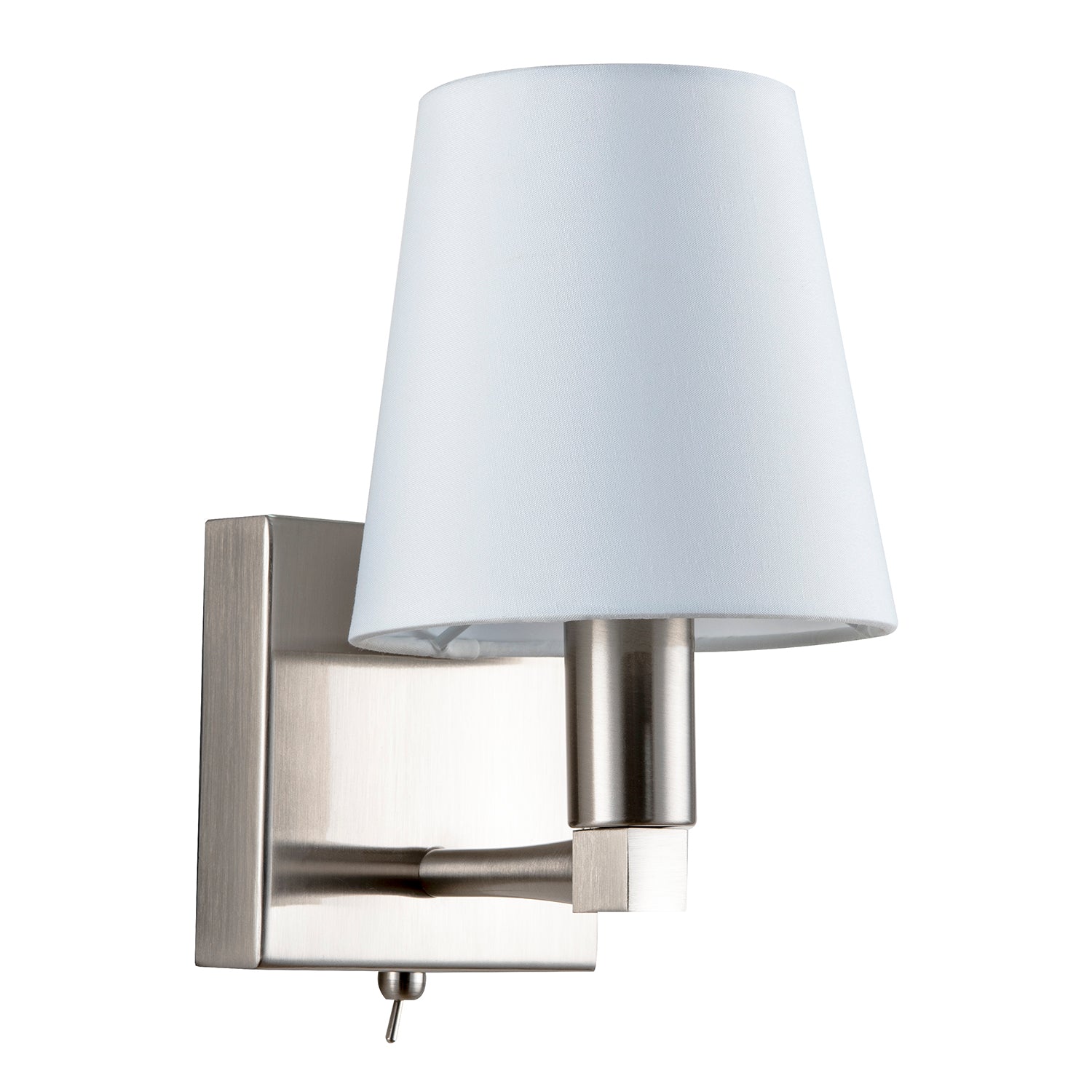 Sleek Bedside Wall Light in Satin Nickel with Toggle Switch and Shade Image 1