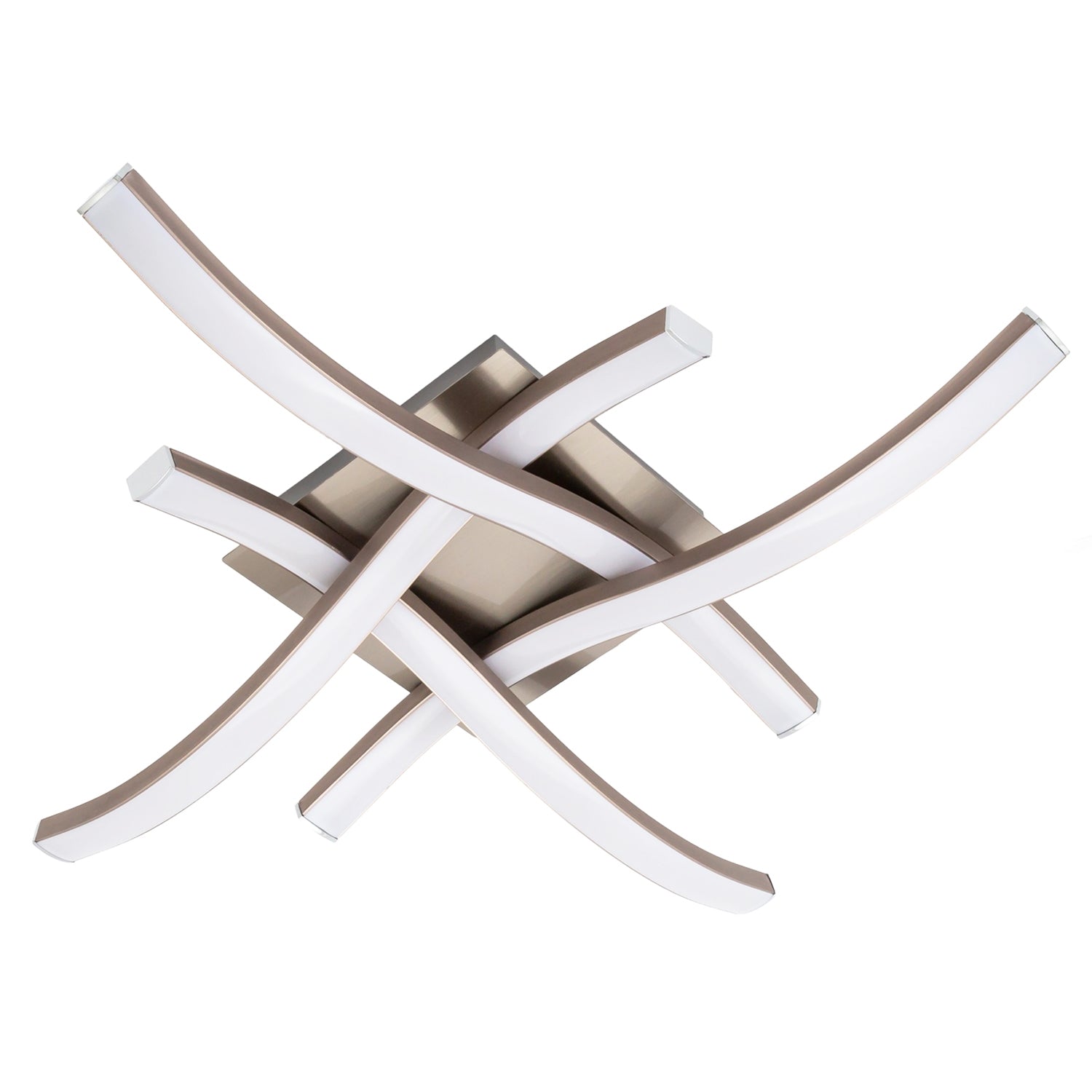 Modern LED Ceiling Lighting Fitting in Brushed Nickel with 4 Strips Image 2