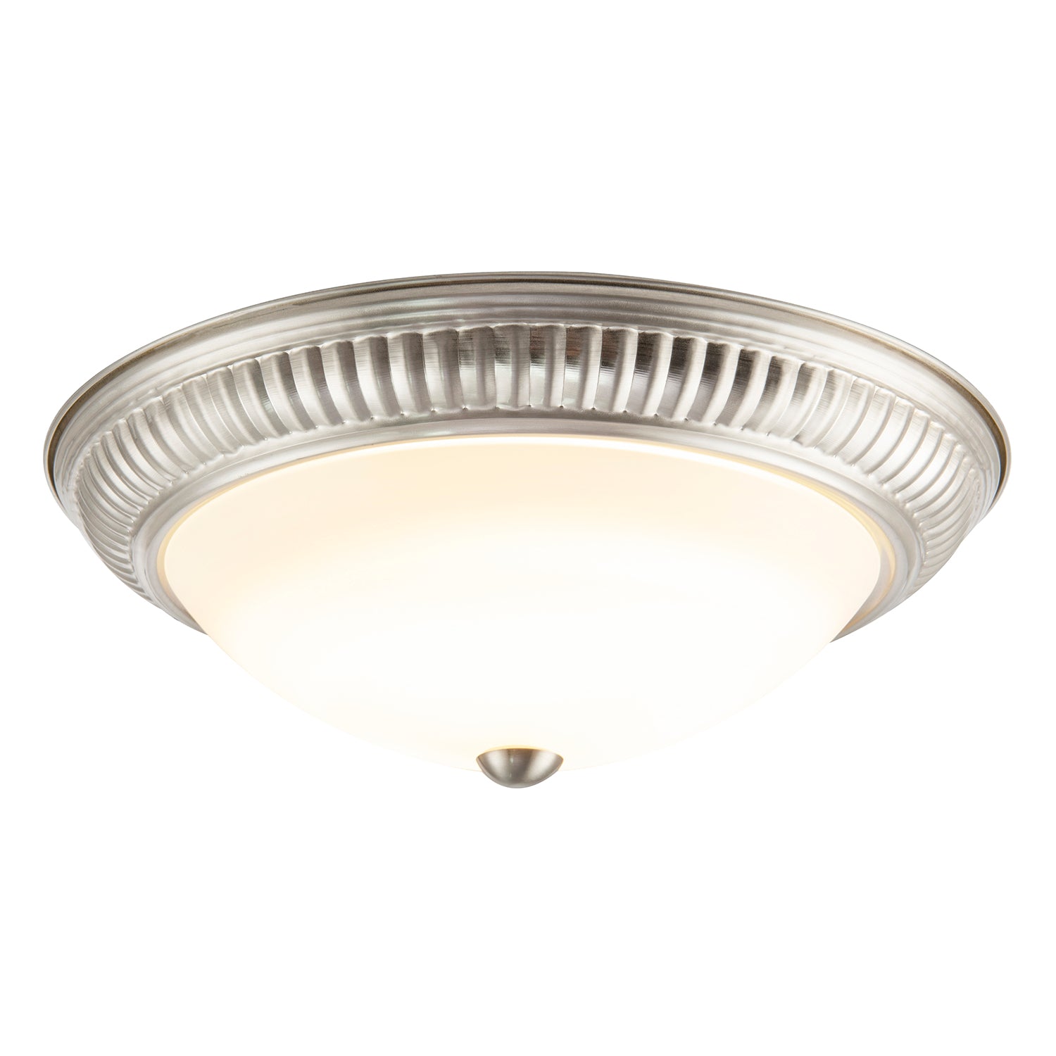 Modern LED IP44 Flush Ceiling Light in Satin Nickel with Sensor Image 2
